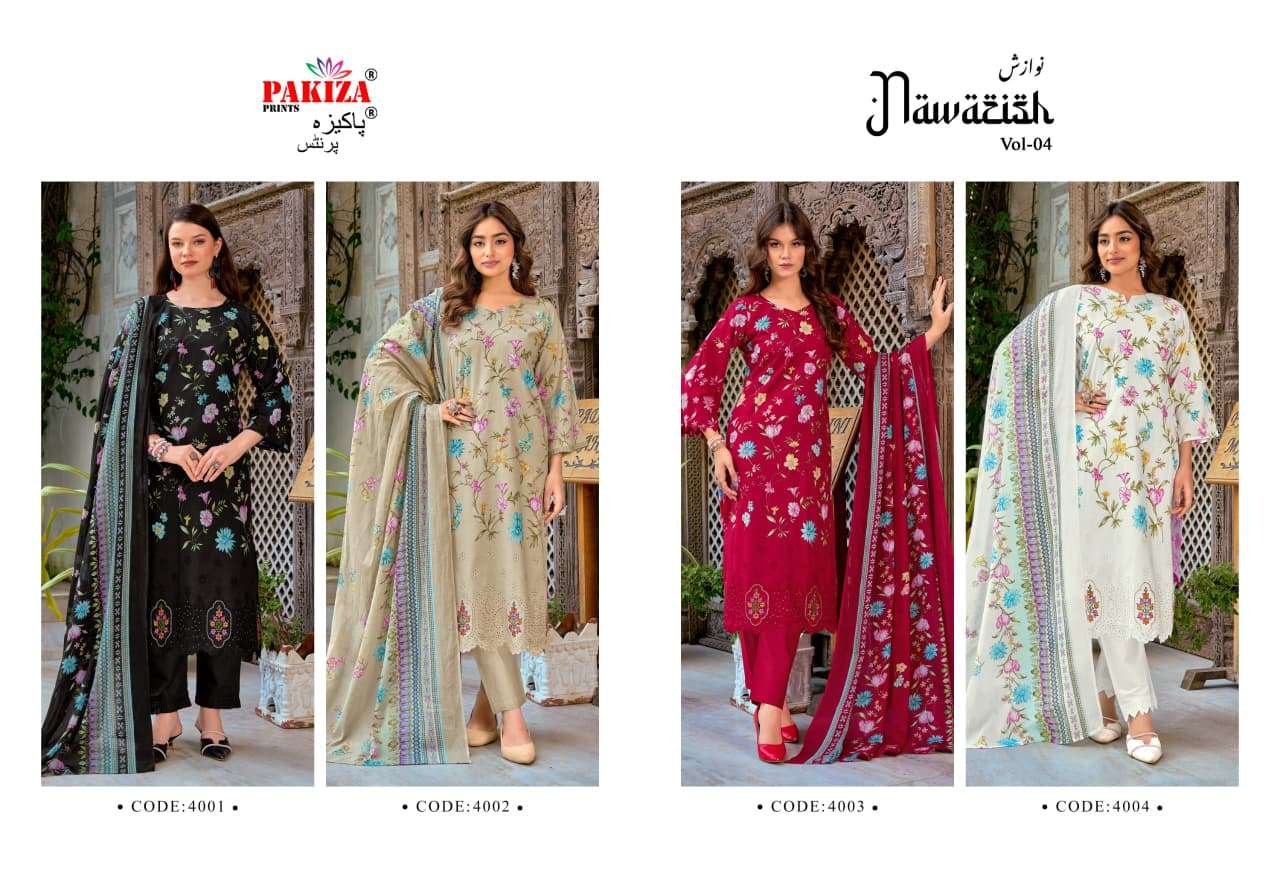 PAKIZA PRINTS NAWAZISH VOL 4 LAWN COTTON FANCY EMBROIDERY WORK SUIT