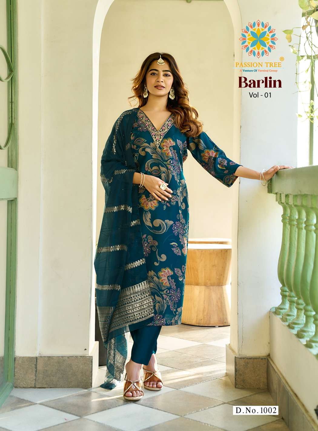 PASSION TREE BARLIN VOL 1 FANCY PRINT LADIES KURTI PANT AND DUPPATTA SET 
