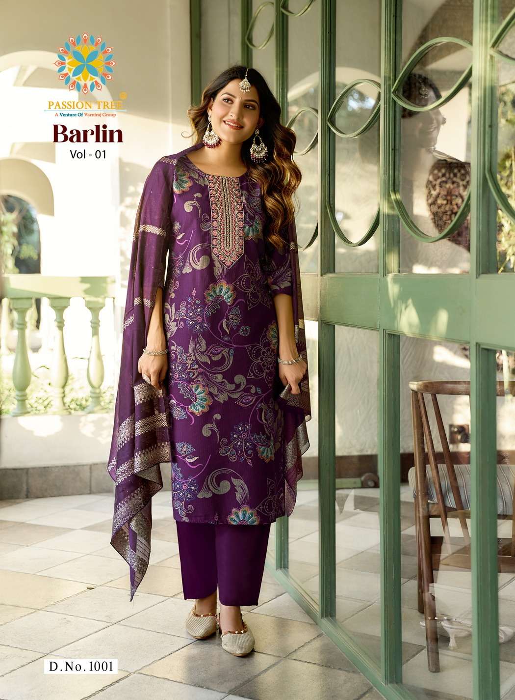 PASSION TREE BARLIN VOL 1 FANCY PRINT LADIES KURTI PANT AND DUPPATTA SET 