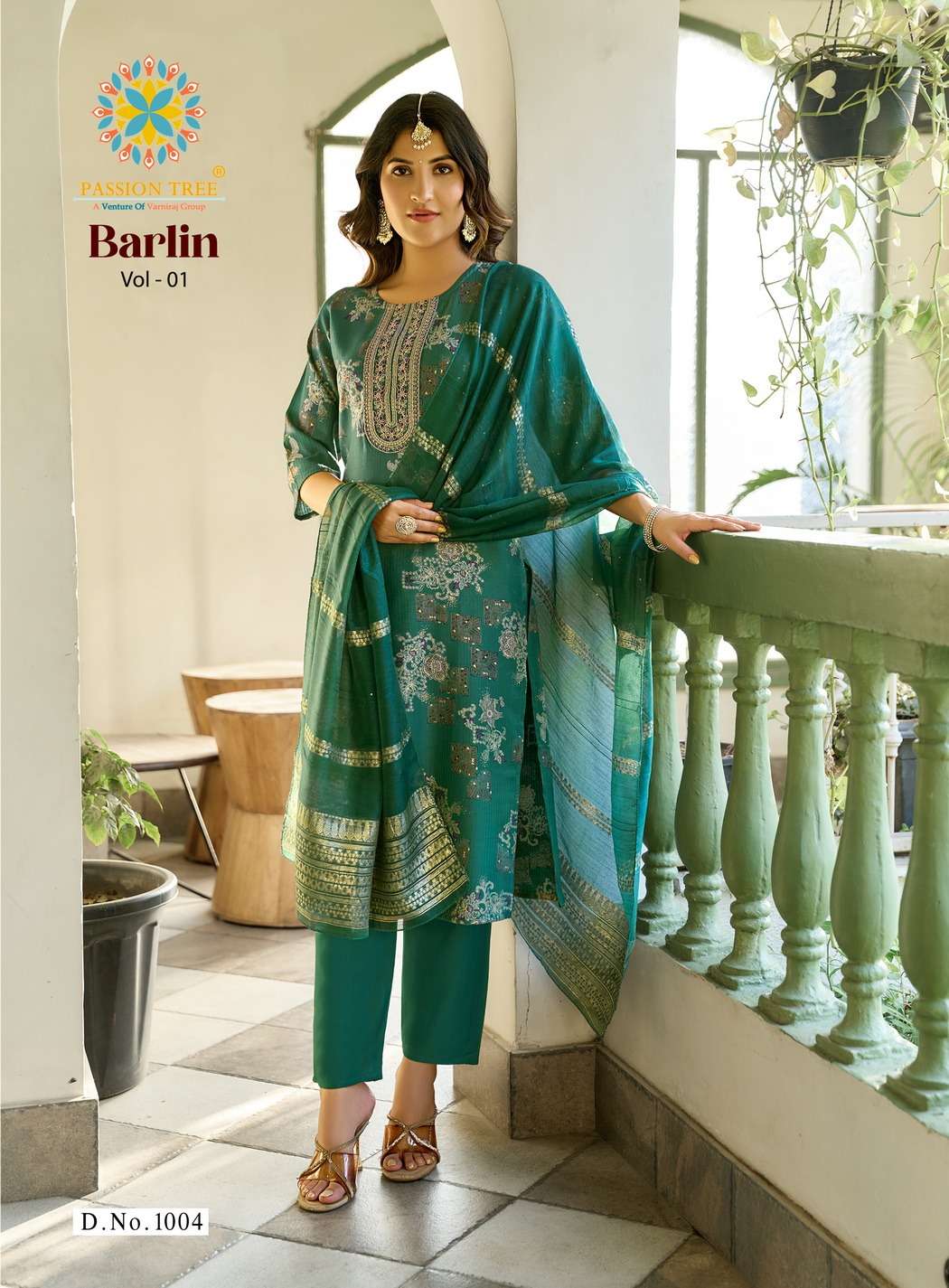 PASSION TREE BARLIN VOL 1 FANCY PRINT LADIES KURTI PANT AND DUPPATTA SET 