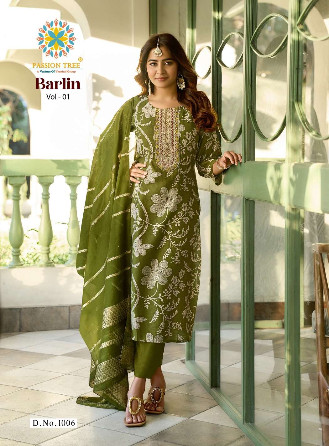PASSION TREE BARLIN VOL 1 FANCY PRINT LADIES KURTI PANT AND DUPPATTA SET 