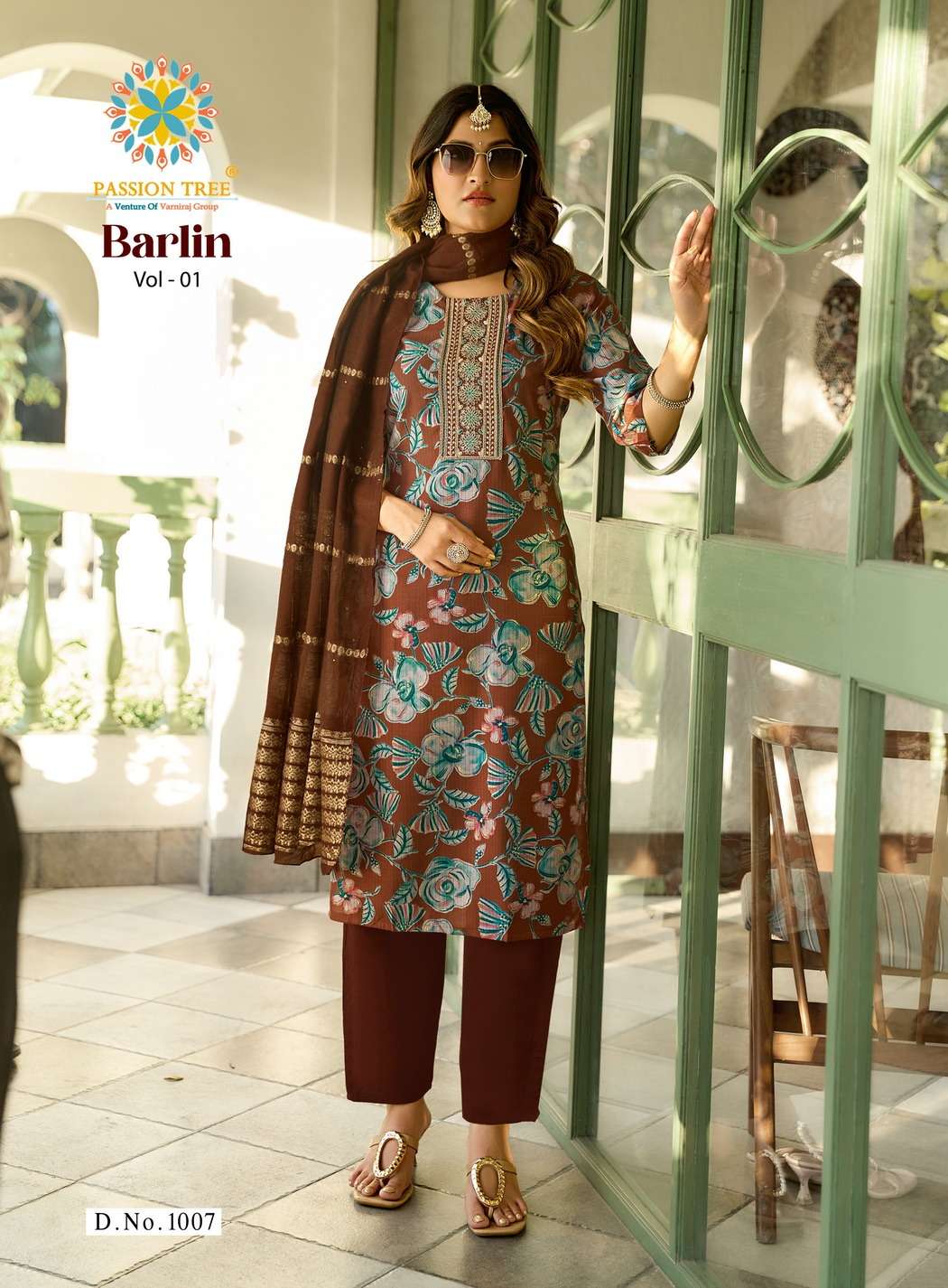 PASSION TREE BARLIN VOL 1 FANCY PRINT LADIES KURTI PANT AND DUPPATTA SET 