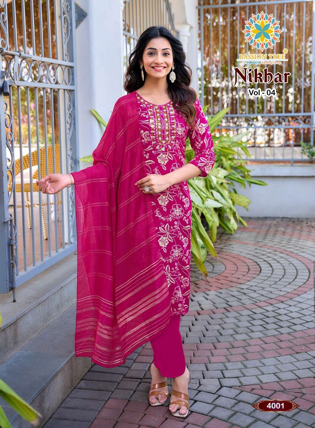 PASSION TREE NIKHAAR VOL 4 RAYON FANCY STRAIGHT KURTI WITH PANT & DUPATTA SET