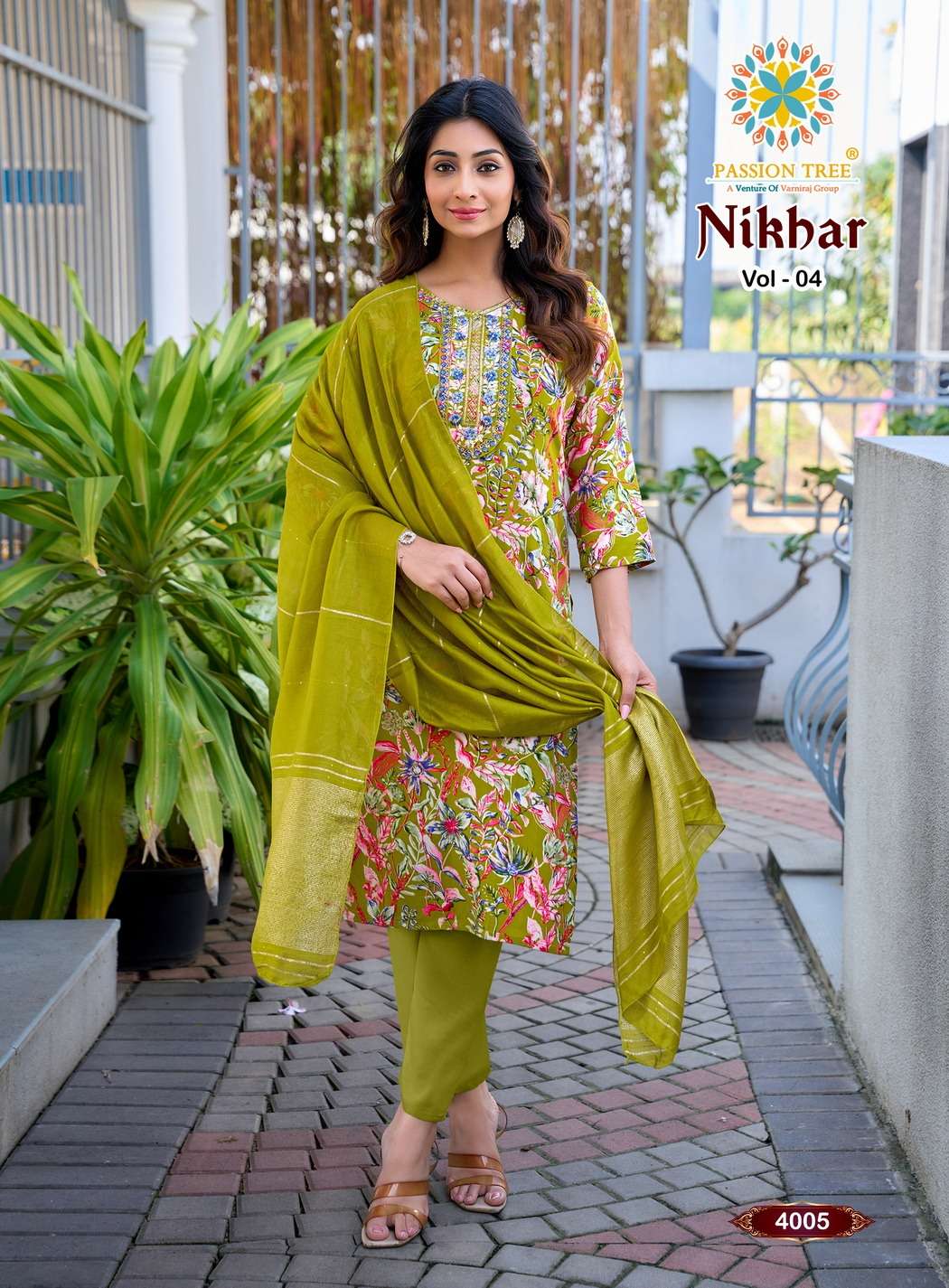 PASSION TREE NIKHAAR VOL 4 RAYON FANCY STRAIGHT KURTI WITH PANT & DUPATTA SET