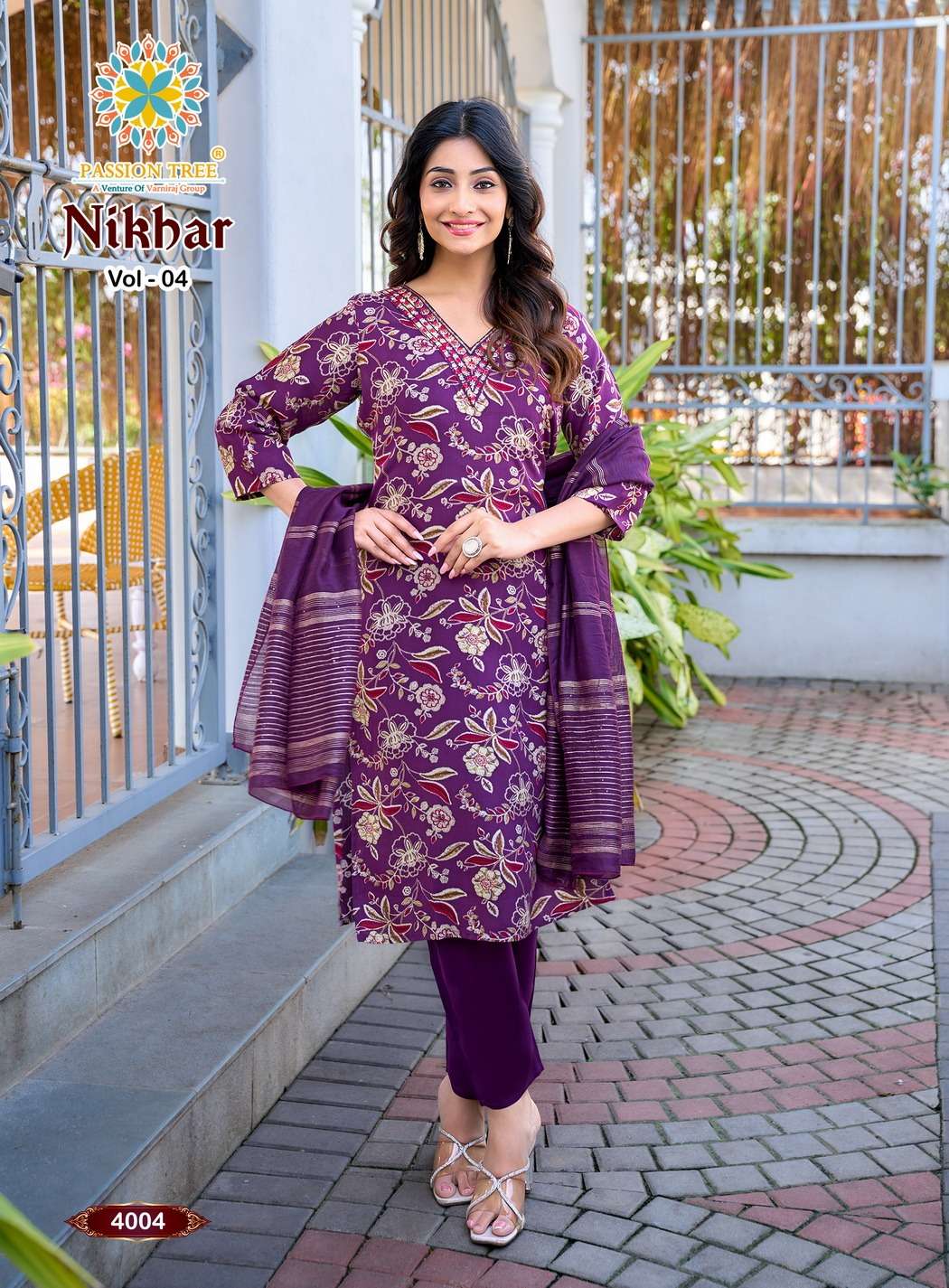PASSION TREE NIKHAAR VOL 4 RAYON FANCY STRAIGHT KURTI WITH PANT & DUPATTA SET