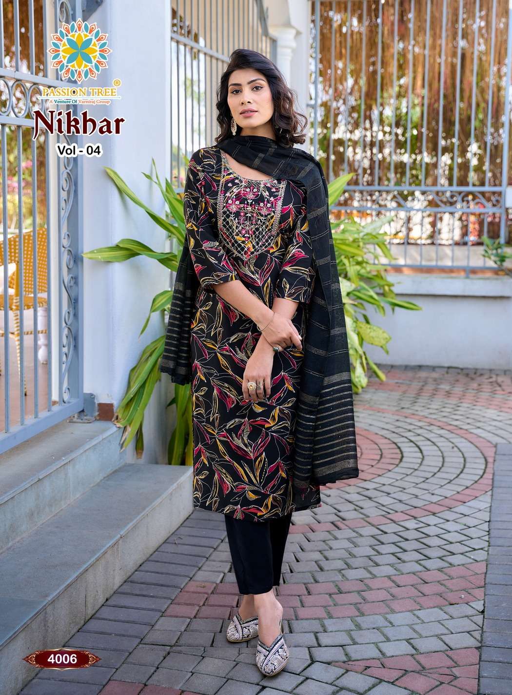 PASSION TREE NIKHAAR VOL 4 RAYON FANCY STRAIGHT KURTI WITH PANT & DUPATTA SET