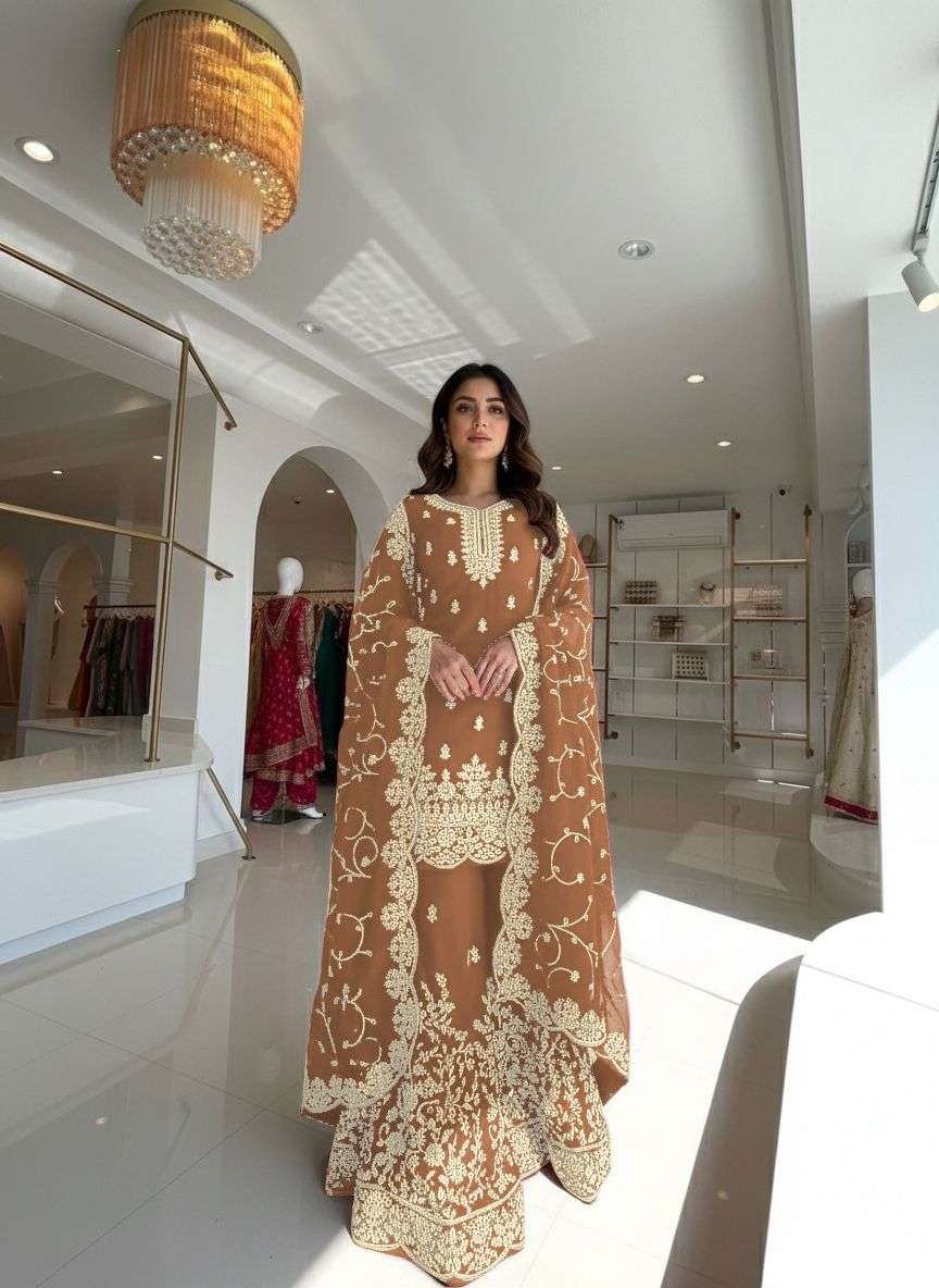 PD 1141 SILK HEAVY DESIGNER PARTY WEAR LADIES TOP PLAZZO AND DUPATTA SET