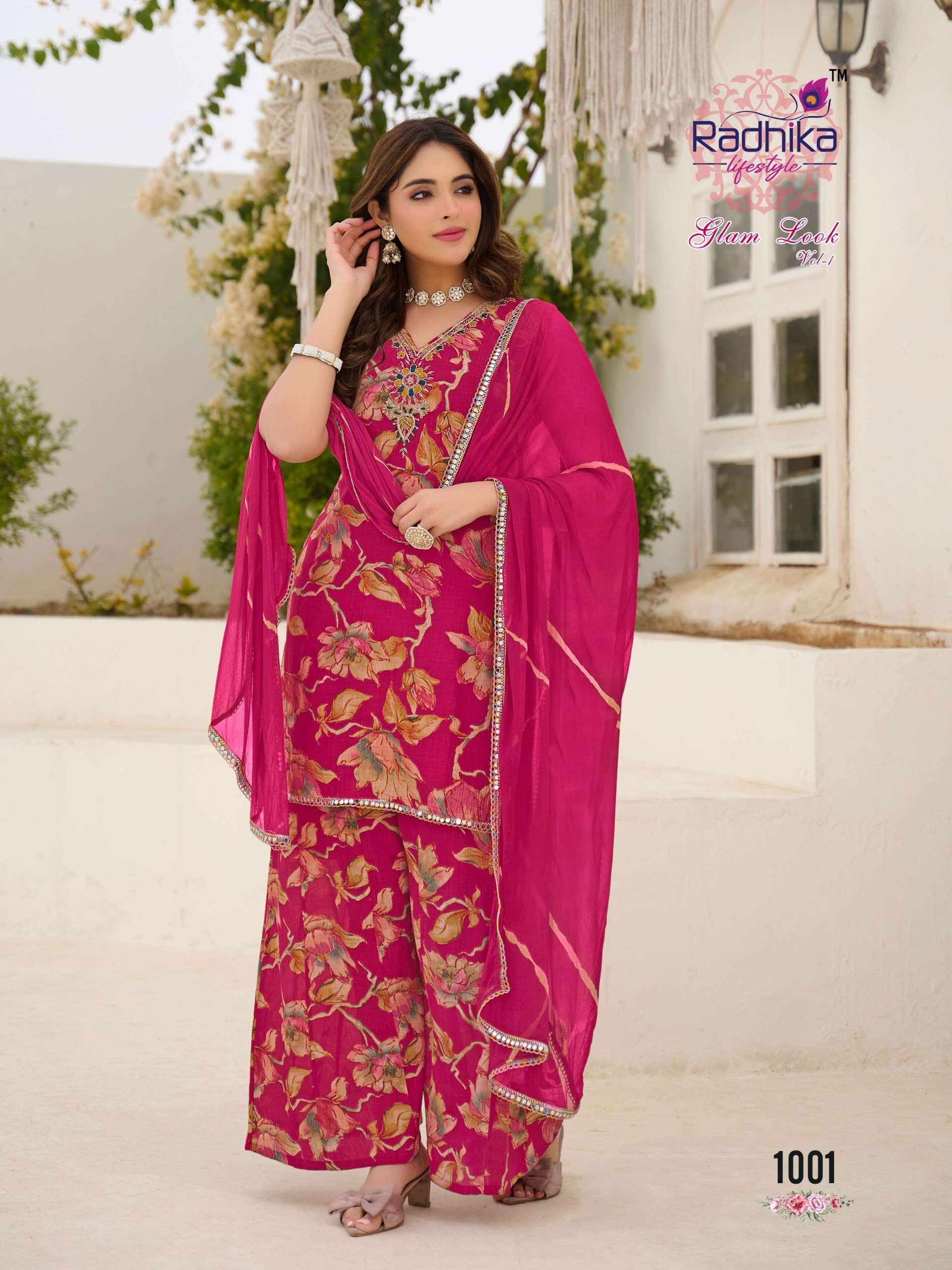 RADHIKA LIFESTYLE GLAM LOOK VOL 1 SILK PRINT WITH WORK READY MADE LADIES SUIT