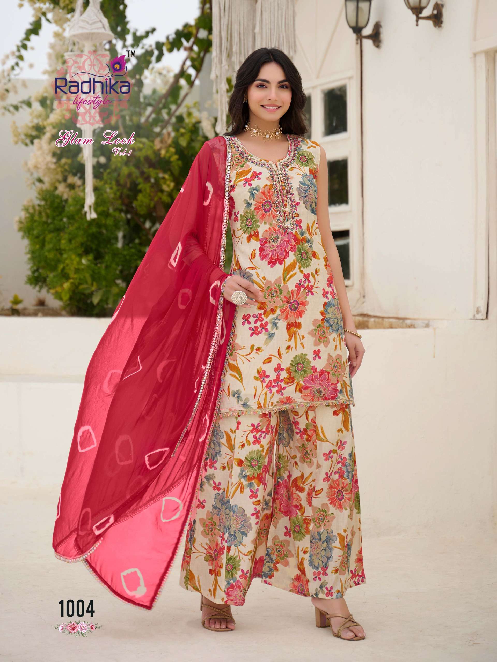 RADHIKA LIFESTYLE GLAM LOOK VOL 1 SILK PRINT WITH WORK READY MADE LADIES SUIT