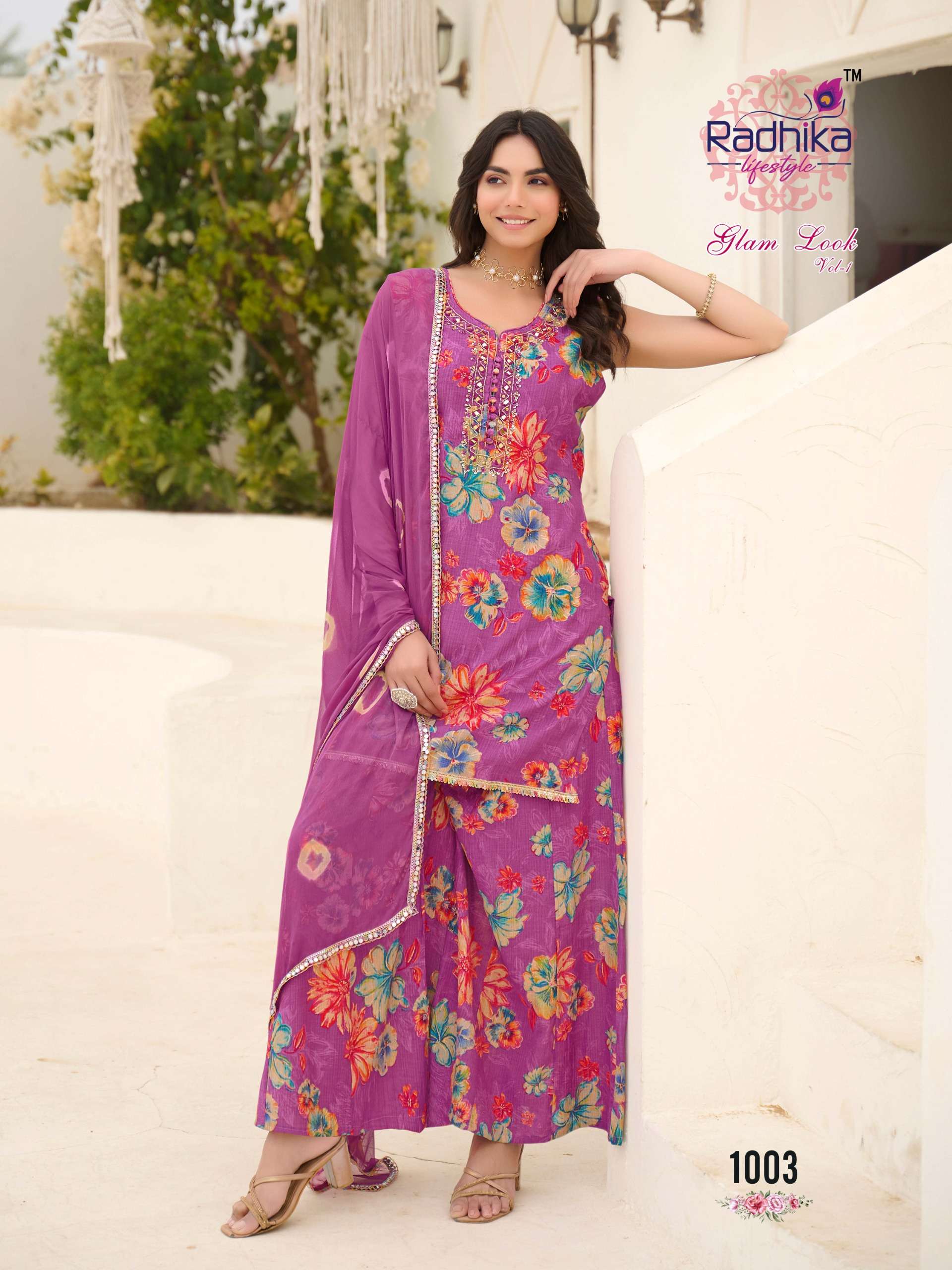 RADHIKA LIFESTYLE GLAM LOOK VOL 1 SILK PRINT WITH WORK READY MADE LADIES SUIT