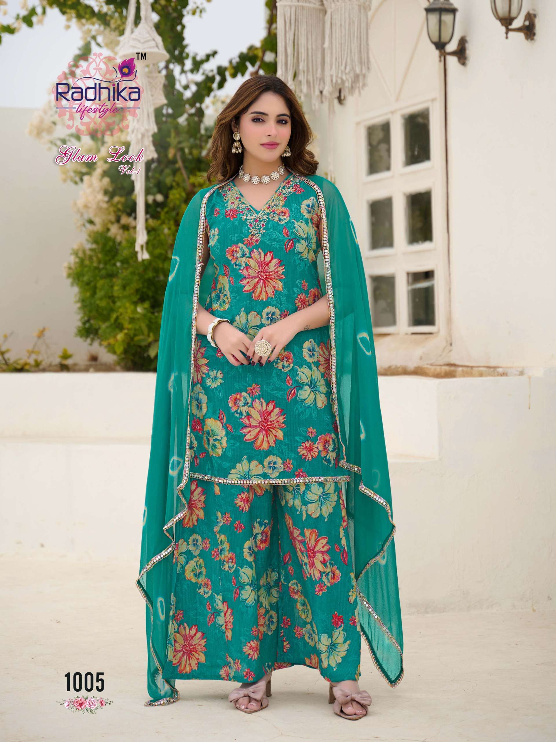 RADHIKA LIFESTYLE GLAM LOOK VOL 1 SILK PRINT WITH WORK READY MADE LADIES SUIT