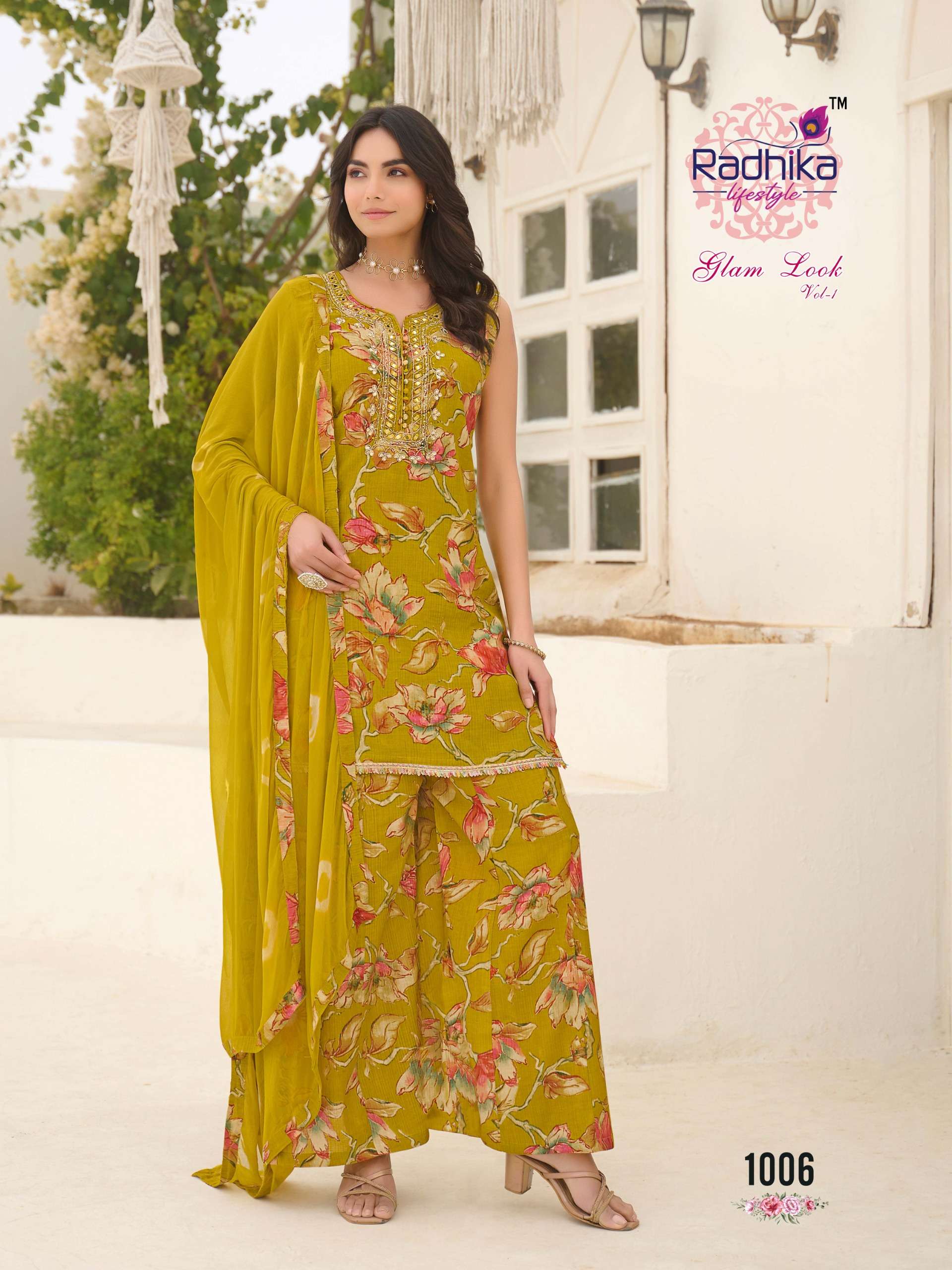 RADHIKA LIFESTYLE GLAM LOOK VOL 1 SILK PRINT WITH WORK READY MADE LADIES SUIT
