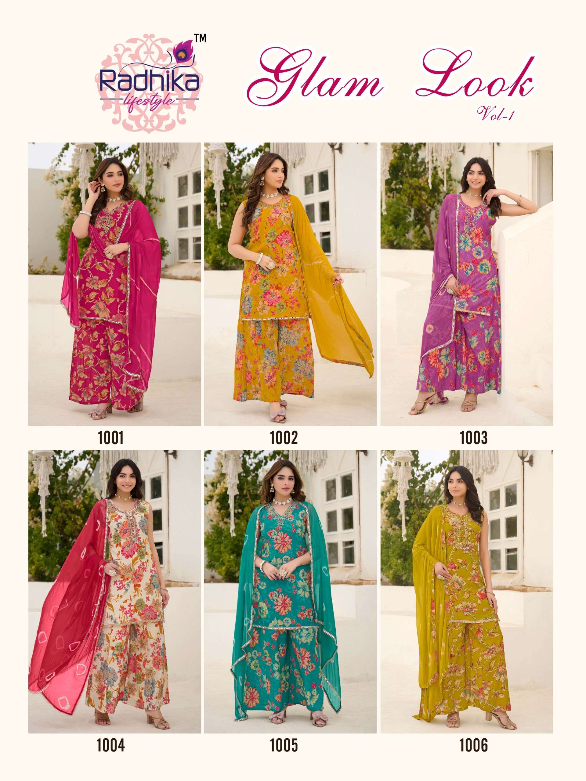 RADHIKA LIFESTYLE GLAM LOOK VOL 1 SILK PRINT WITH WORK READY MADE LADIES SUIT