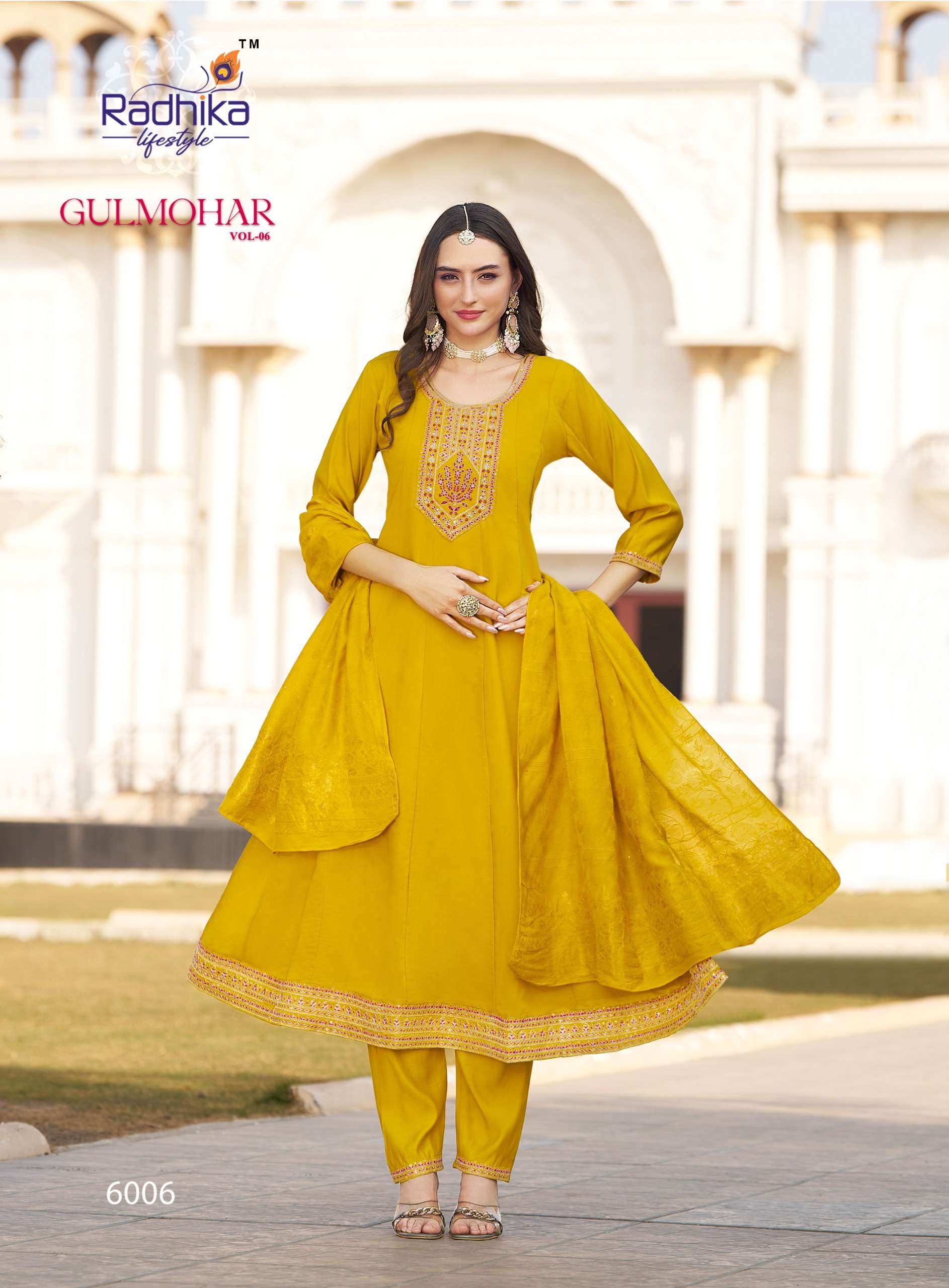 RADHIKA LIFESTYLE GULMOHAR VOL 6 SILK DESIGNER ANARKALI GOWN STYLE SUIT