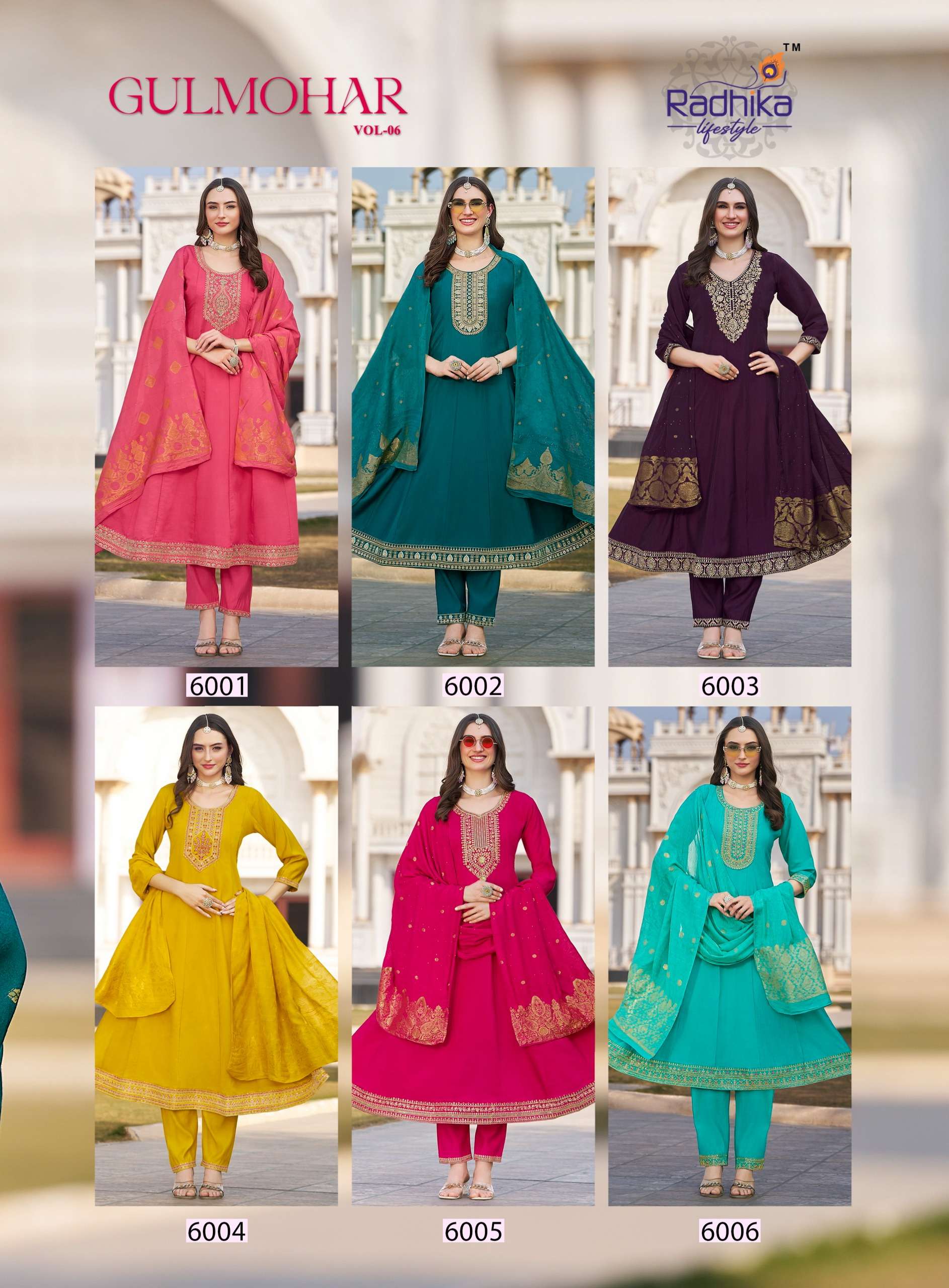 RADHIKA LIFESTYLE GULMOHAR VOL 6 SILK DESIGNER ANARKALI GOWN STYLE SUIT