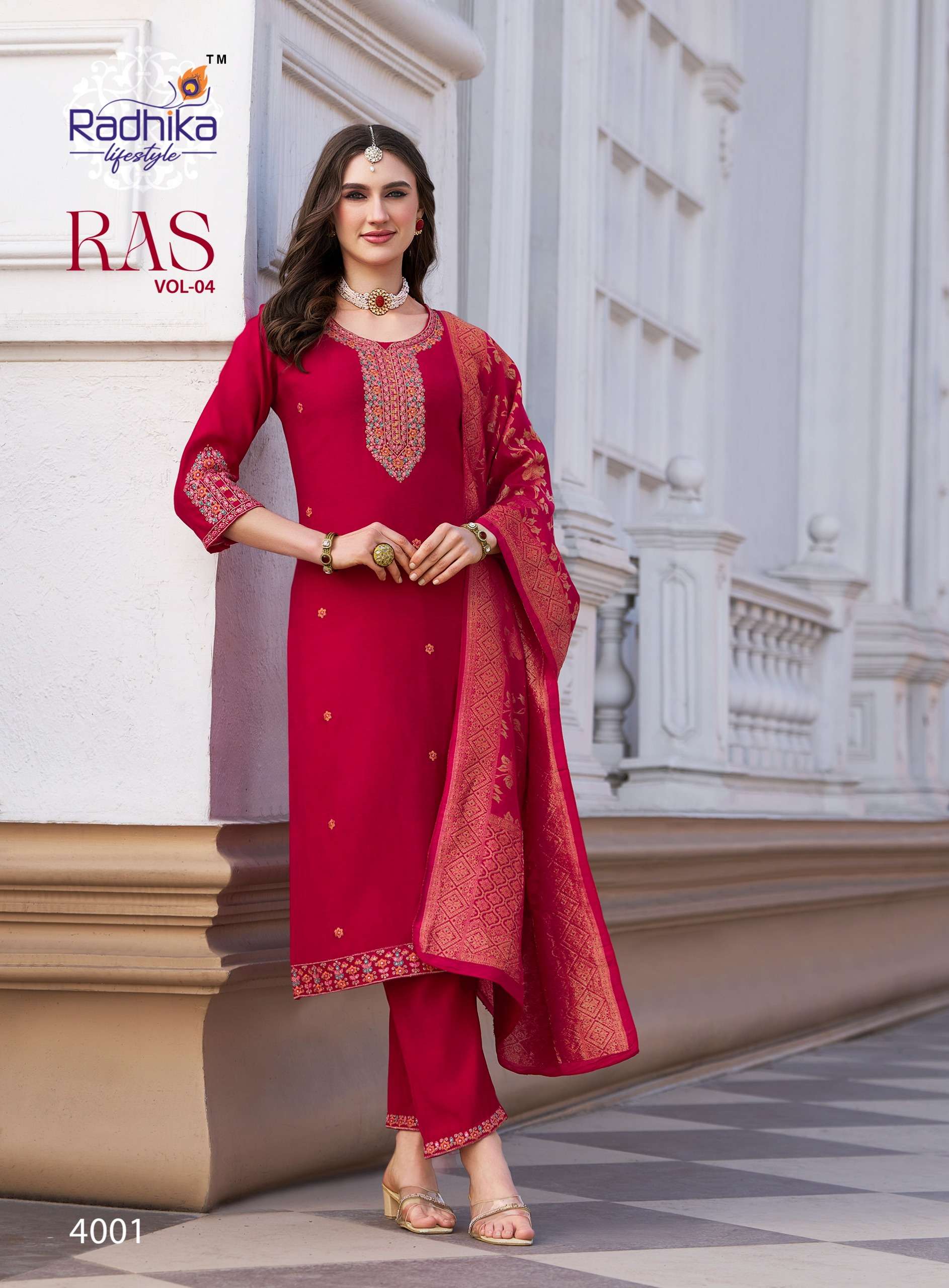RADHIKA LIFESTYLE RAAS VOL 4 SILK FANCY EMBROIDERIES WORK LADIES 3PIECE SET