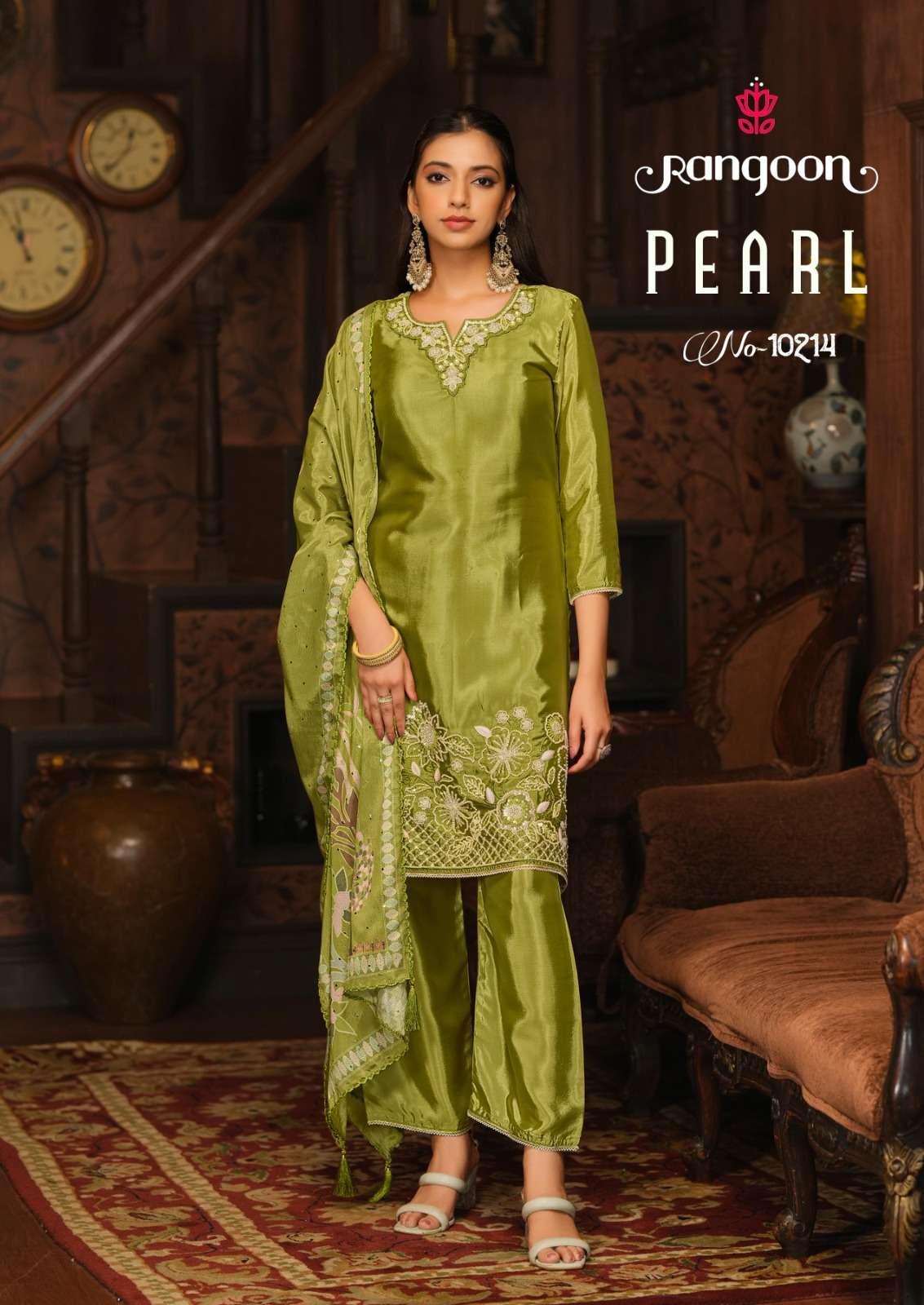 RAGOON PEARL CRUSH FABRIC HEAVY EMBROIDERY DESIGNER READY MADE LADIES SUIT