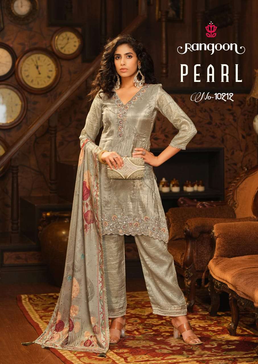 RAGOON PEARL CRUSH FABRIC HEAVY EMBROIDERY DESIGNER READY MADE LADIES SUIT