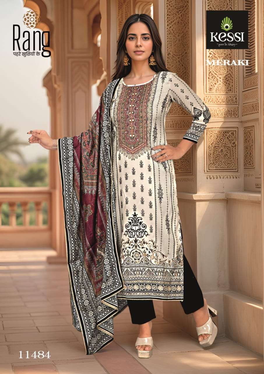 RANG MERAKI MUSLIN DIGITAL PRINT FANCY WORK LADIES SUIT