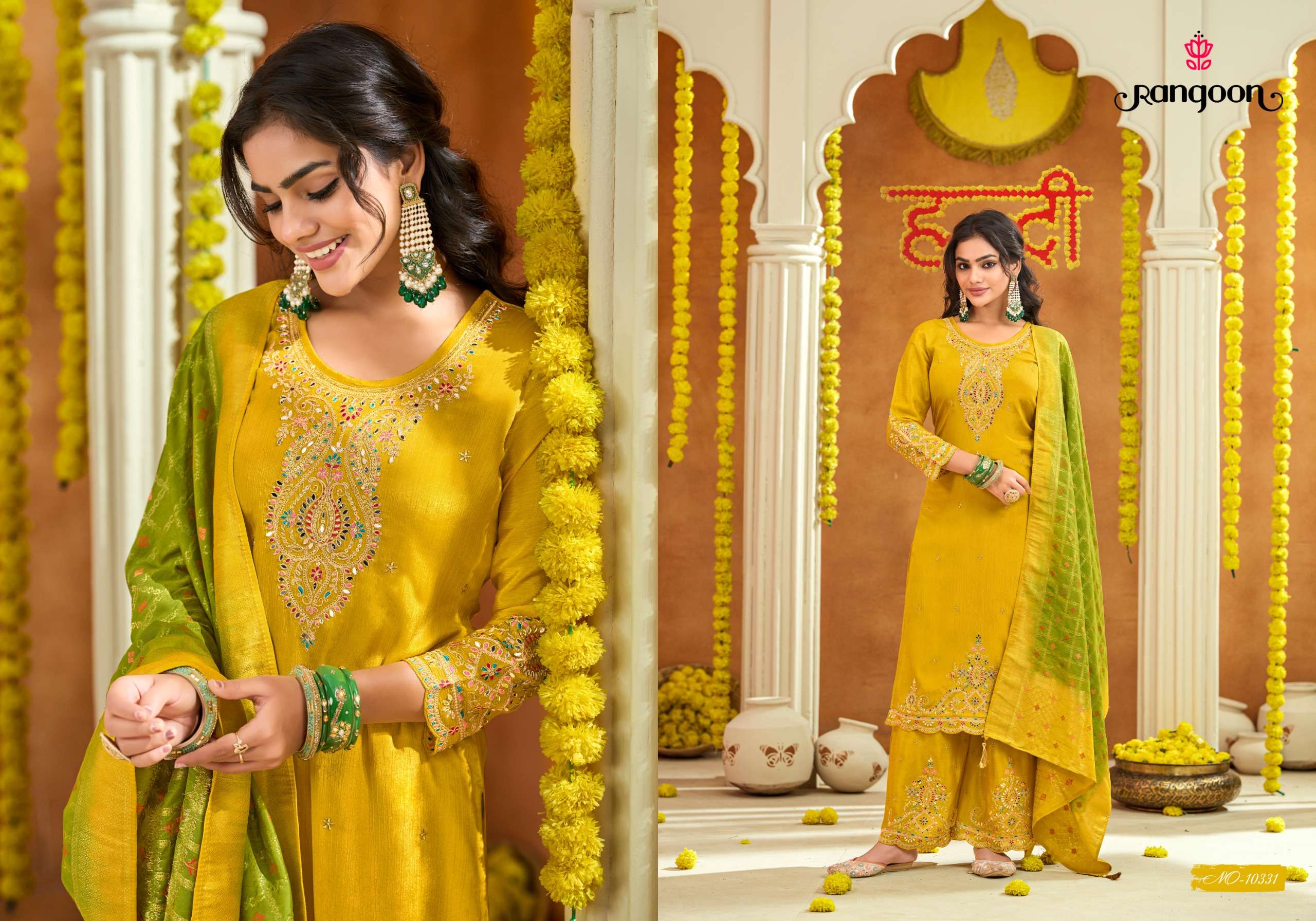 RANGOON HALDI MEHANDI VOL 2 FANCY DESIGNER WORK WEDDING FUNCTION WEAR SUIT