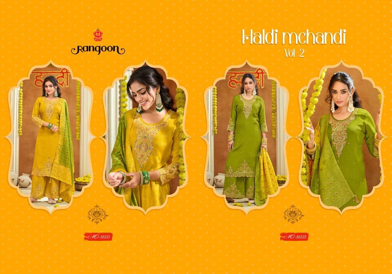 RANGOON HALDI MEHANDI VOL 2 FANCY DESIGNER WORK WEDDING FUNCTION WEAR SUIT