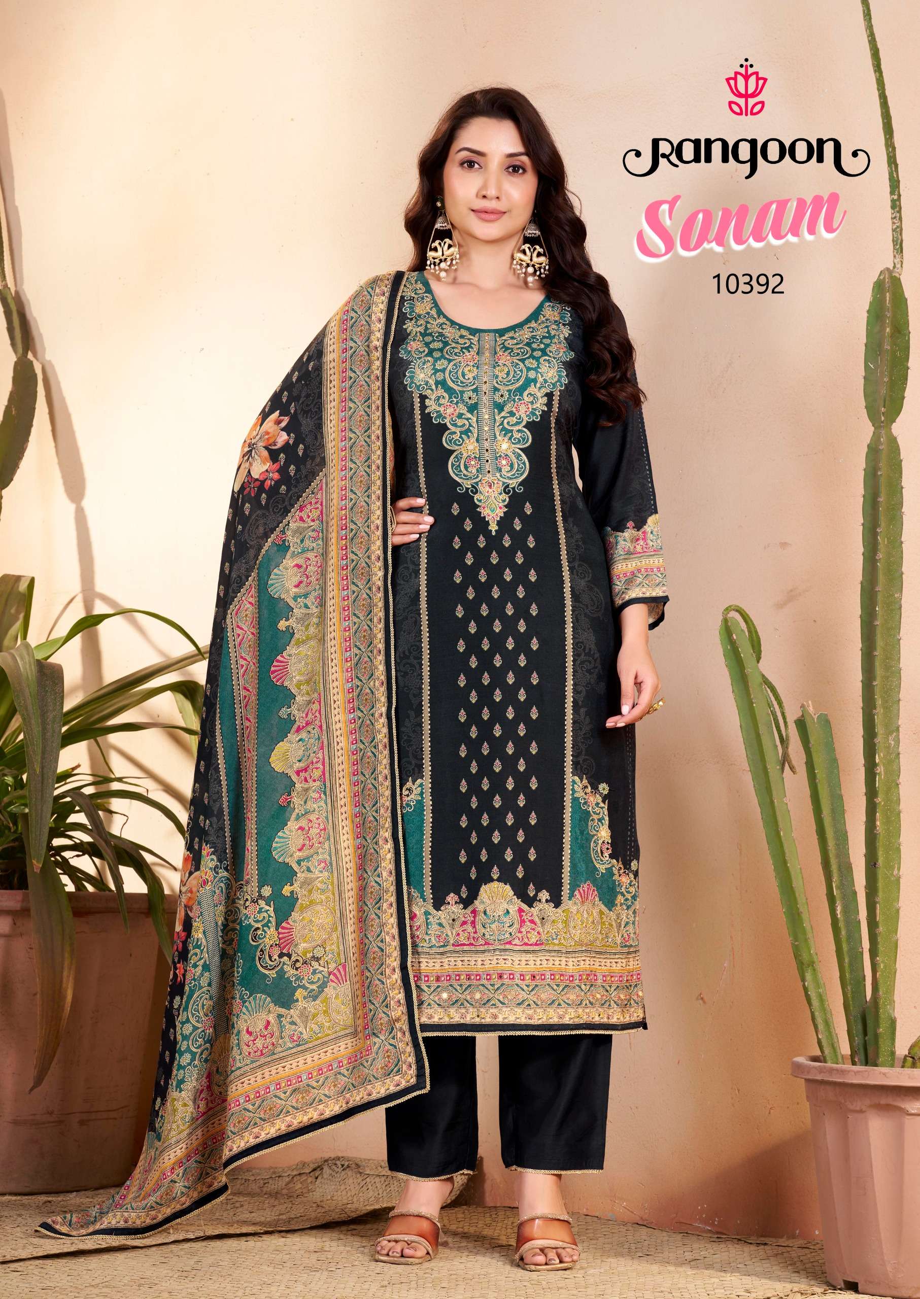 RANGOON SONAM MUSLIN DIGITAL PRINT WITH WORK LADIES READY MADE SUIT