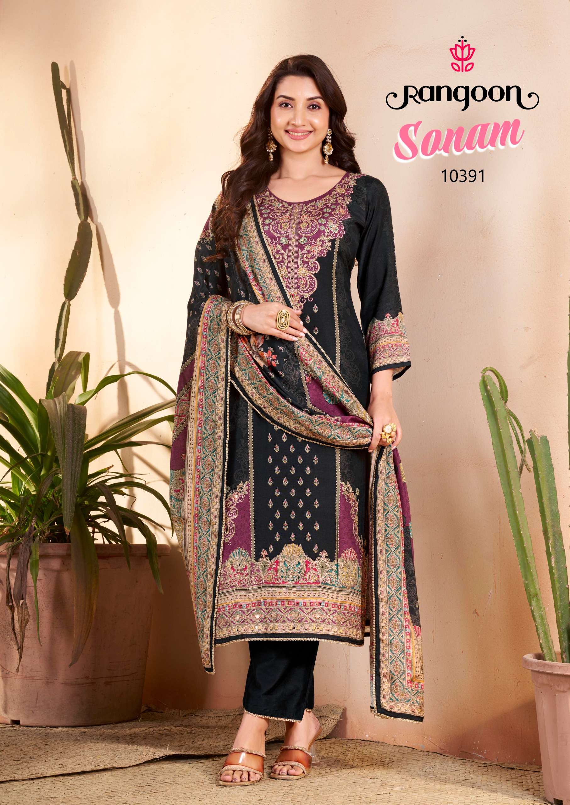 RANGOON SONAM MUSLIN DIGITAL PRINT WITH WORK LADIES READY MADE SUIT