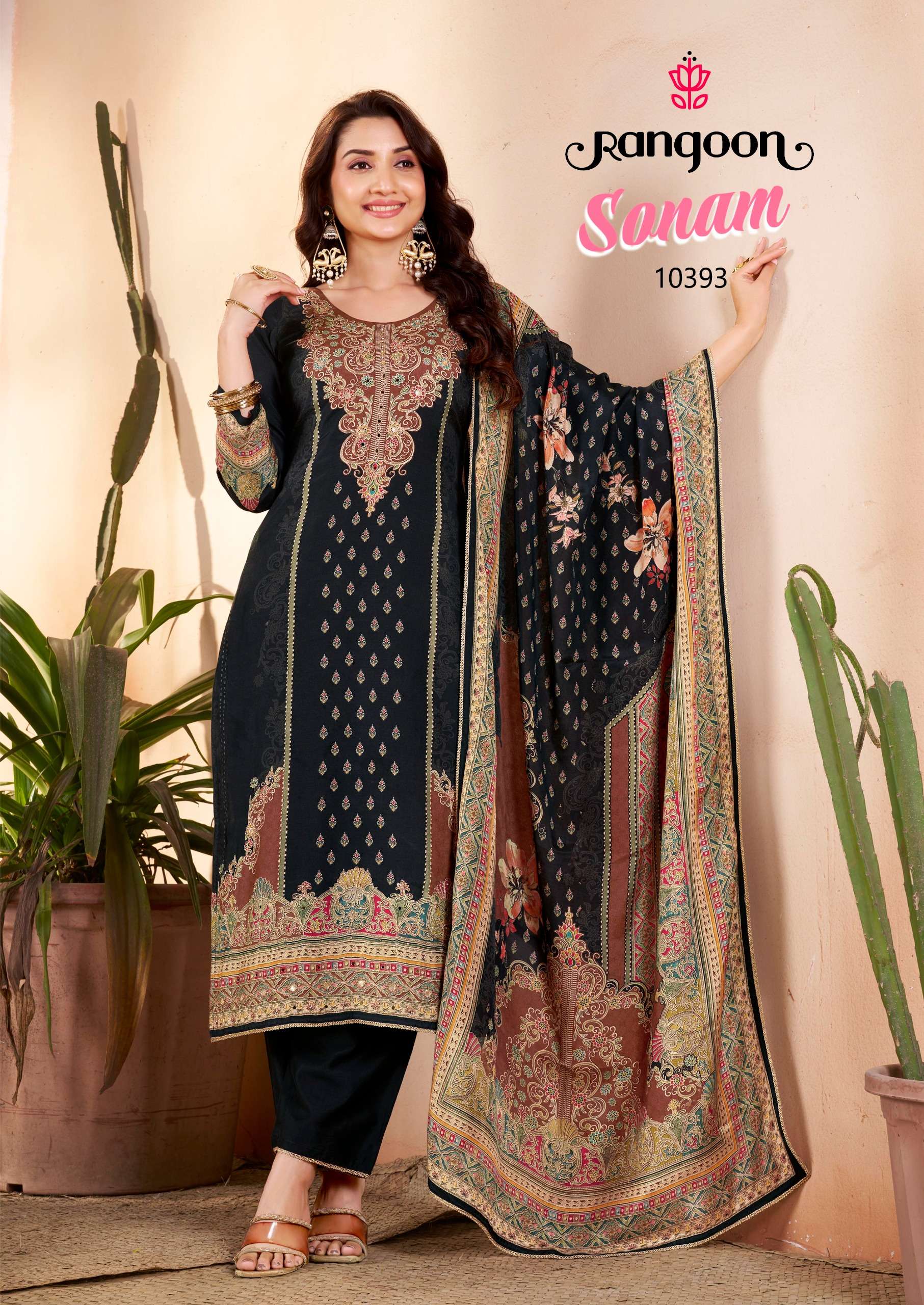 RANGOON SONAM MUSLIN DIGITAL PRINT WITH WORK LADIES READY MADE SUIT