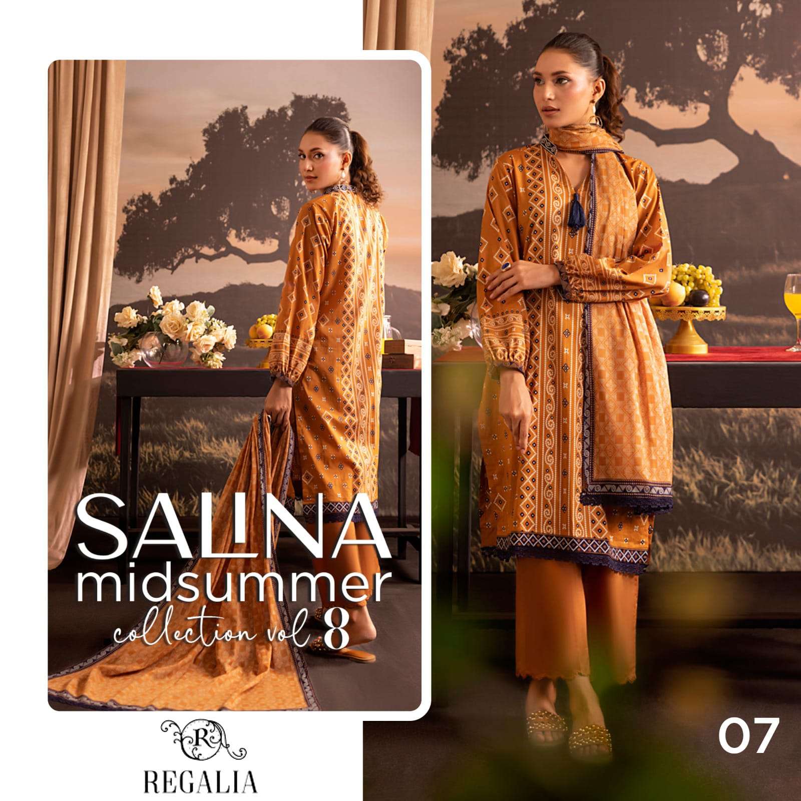 REGALIA TEXTILES SALINA PRINTED LAWN COLLECTION 25 VOL 1 HEAVY DESIGNER WORK SUIT