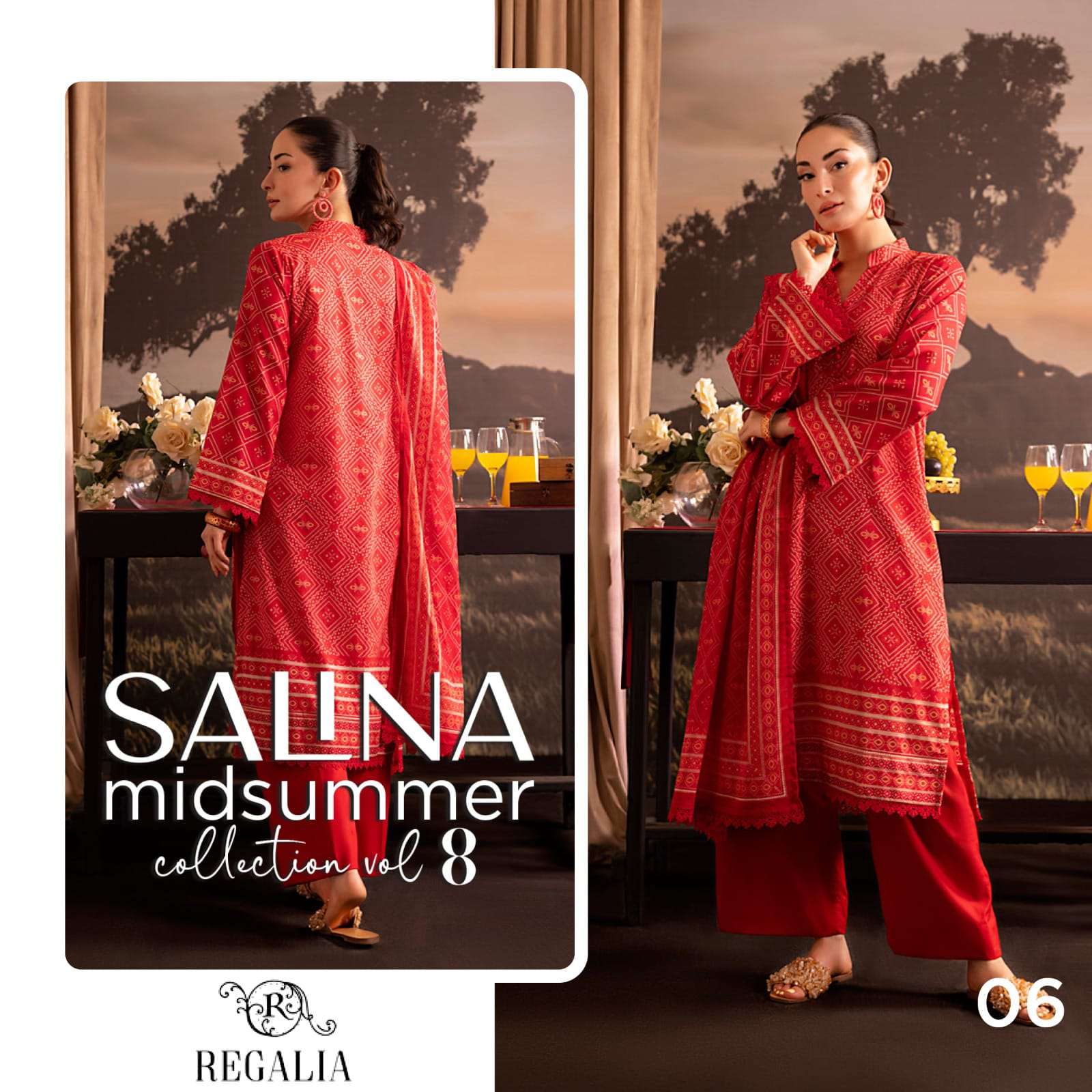 REGALIA TEXTILES SALINA PRINTED LAWN COLLECTION 25 VOL 1 HEAVY DESIGNER WORK SUIT