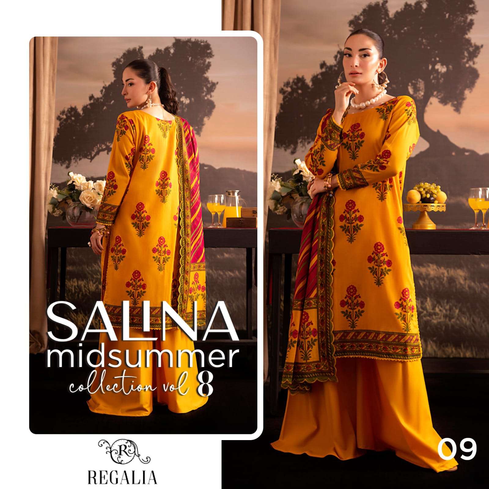 REGALIA TEXTILES SALINA PRINTED LAWN COLLECTION 25 VOL 1 HEAVY DESIGNER WORK SUIT