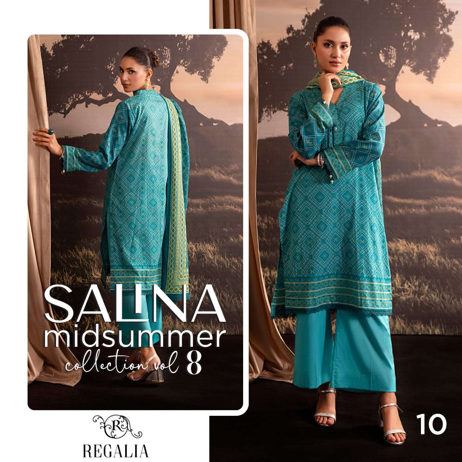 REGALIA TEXTILES SALINA PRINTED LAWN COLLECTION 25 VOL 1 HEAVY DESIGNER WORK SUIT