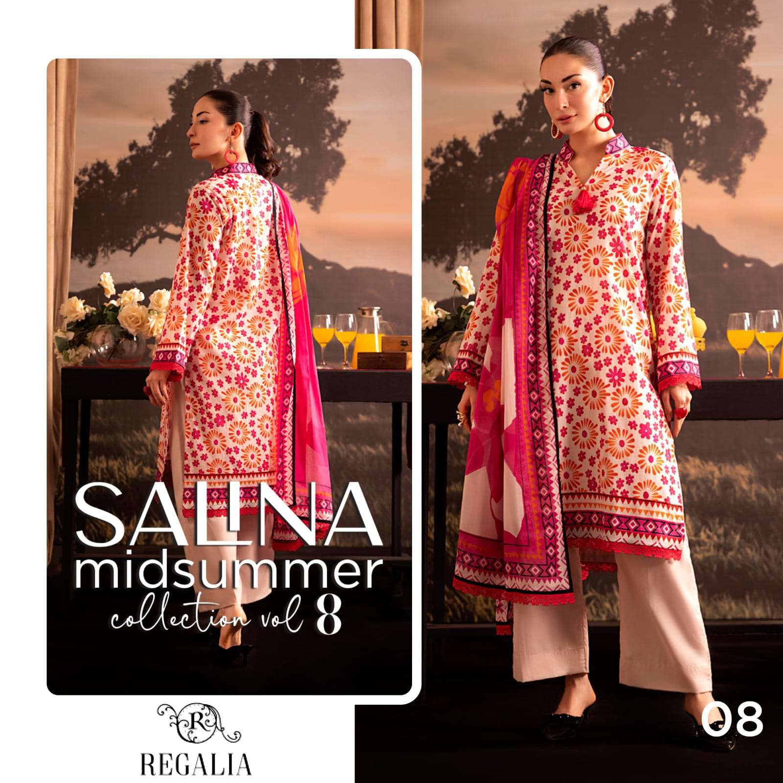 REGALIA TEXTILES SALINA PRINTED LAWN COLLECTION 25 VOL 1 HEAVY DESIGNER WORK SUIT