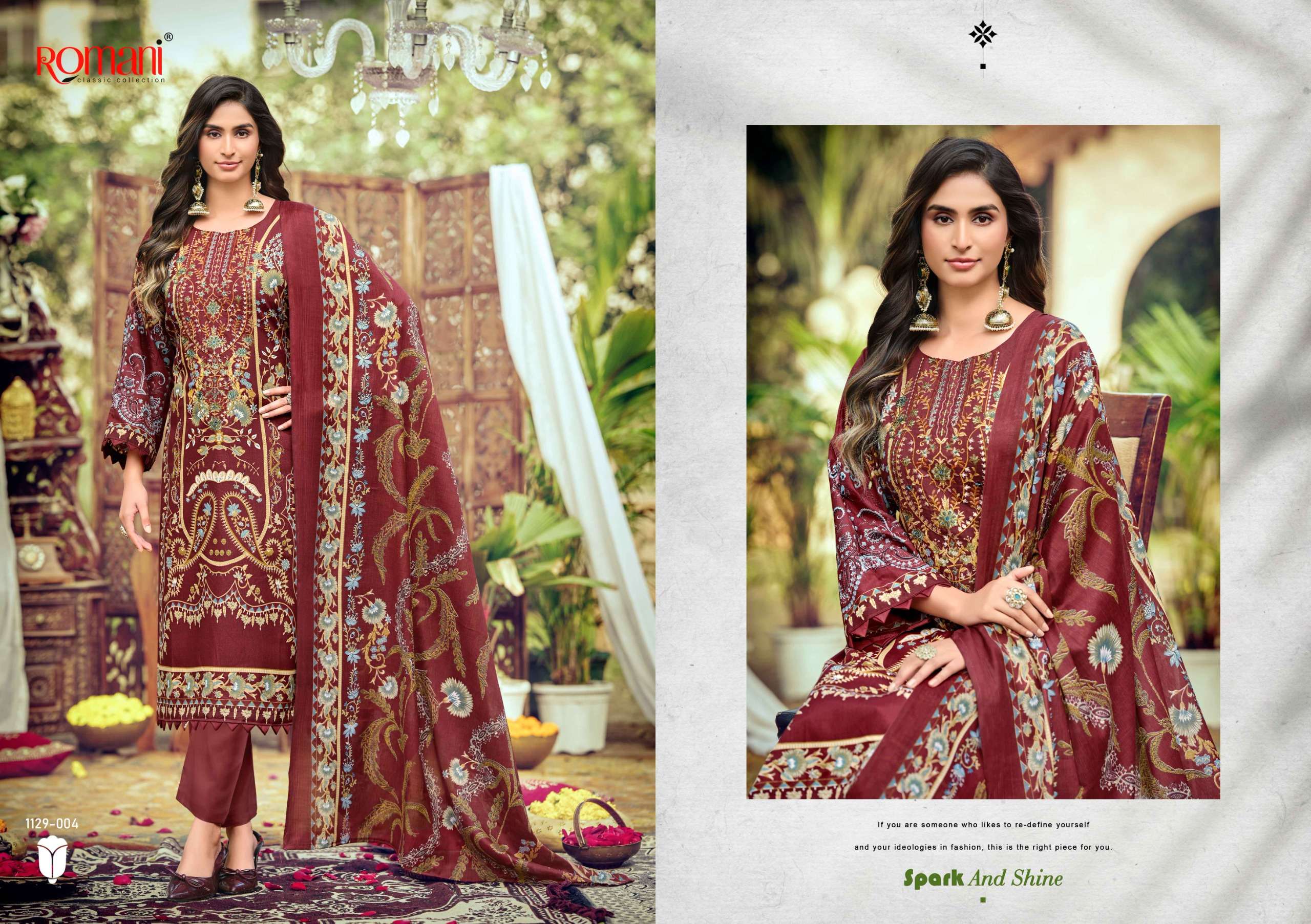 ROMANI AARZU VOL 26 COTTON DIGITAL STYLE PRINT WITH FANCY WORK SUIT