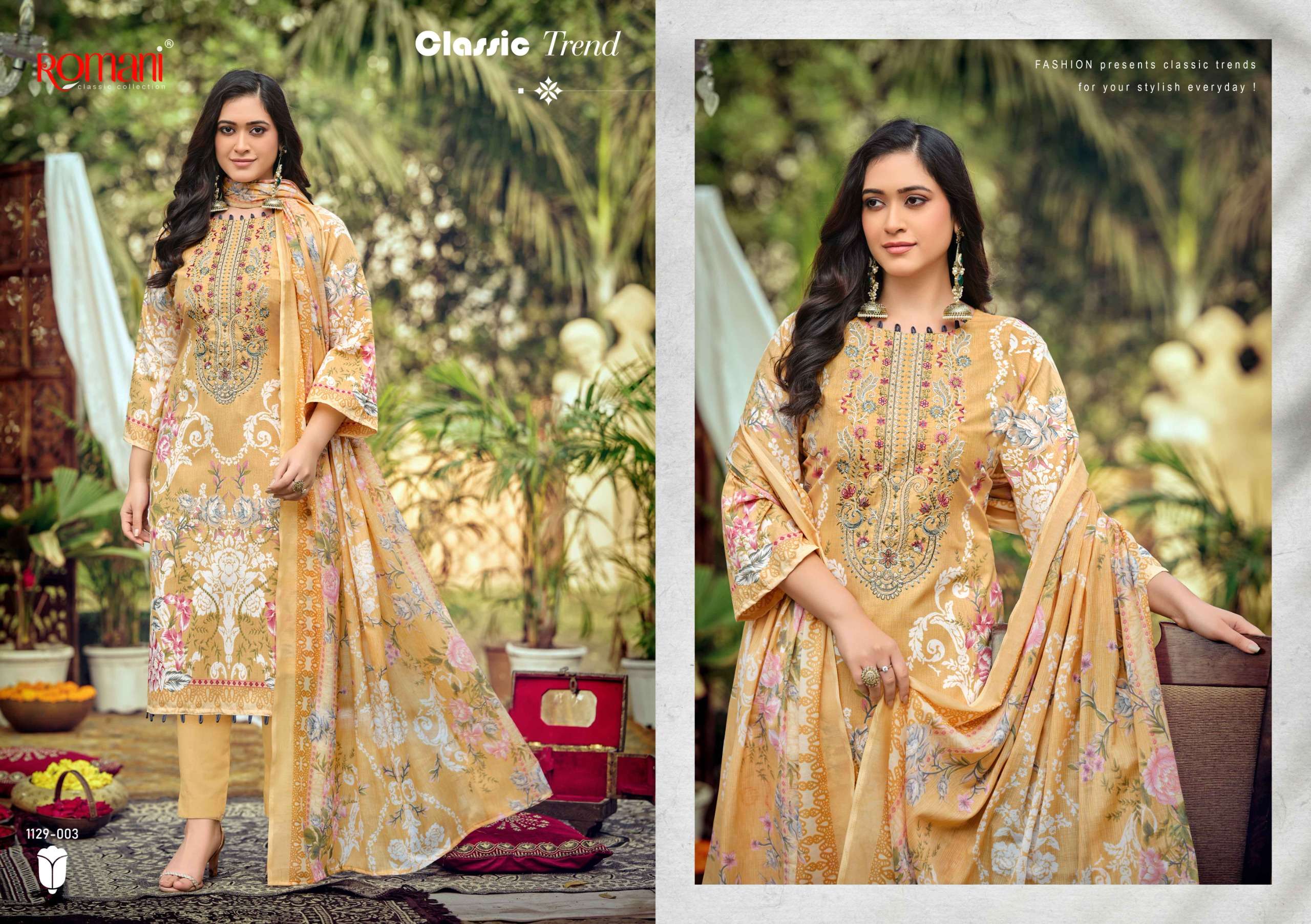 ROMANI AARZU VOL 26 COTTON DIGITAL STYLE PRINT WITH FANCY WORK SUIT