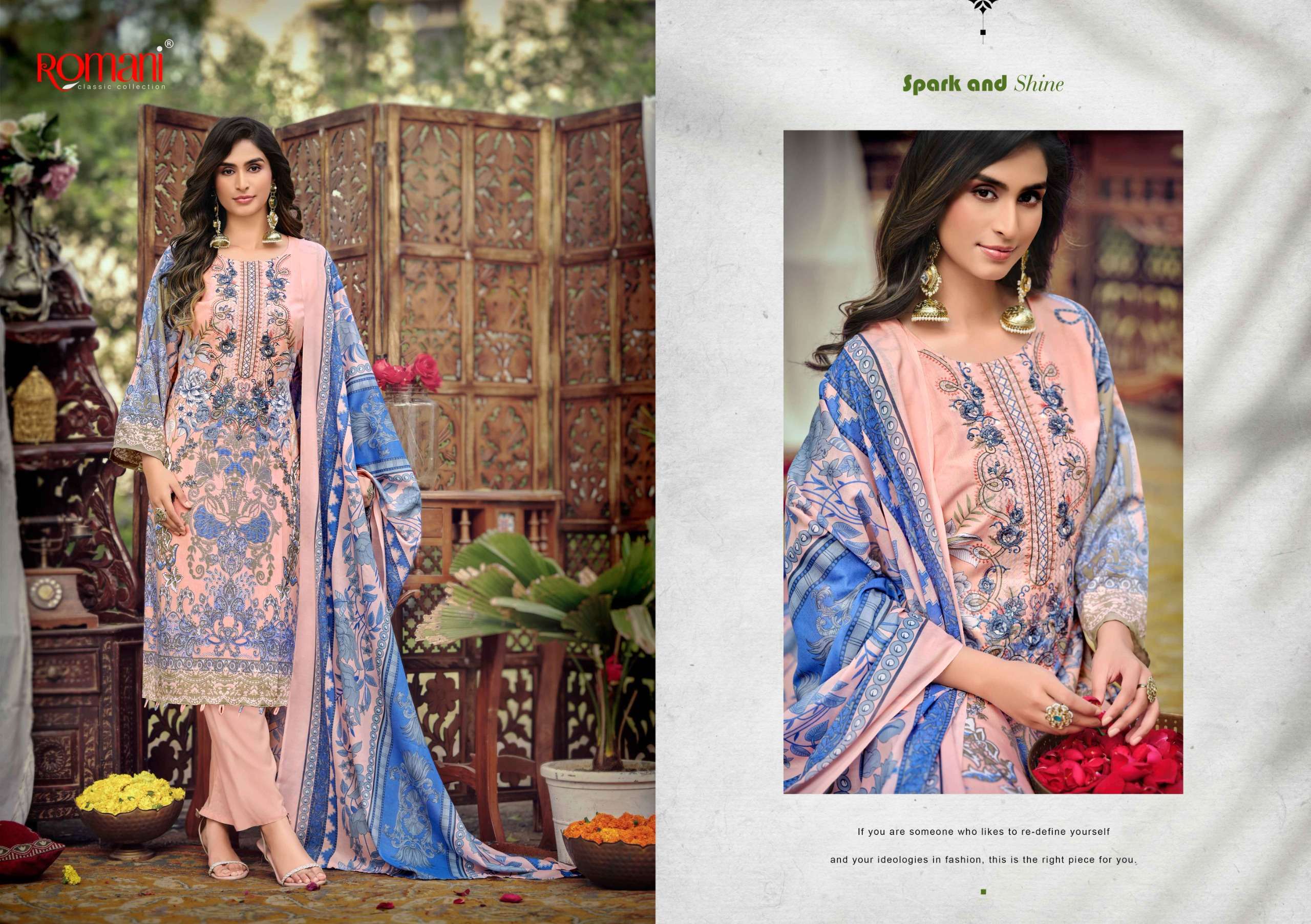 ROMANI AARZU VOL 26 COTTON DIGITAL STYLE PRINT WITH FANCY WORK SUIT