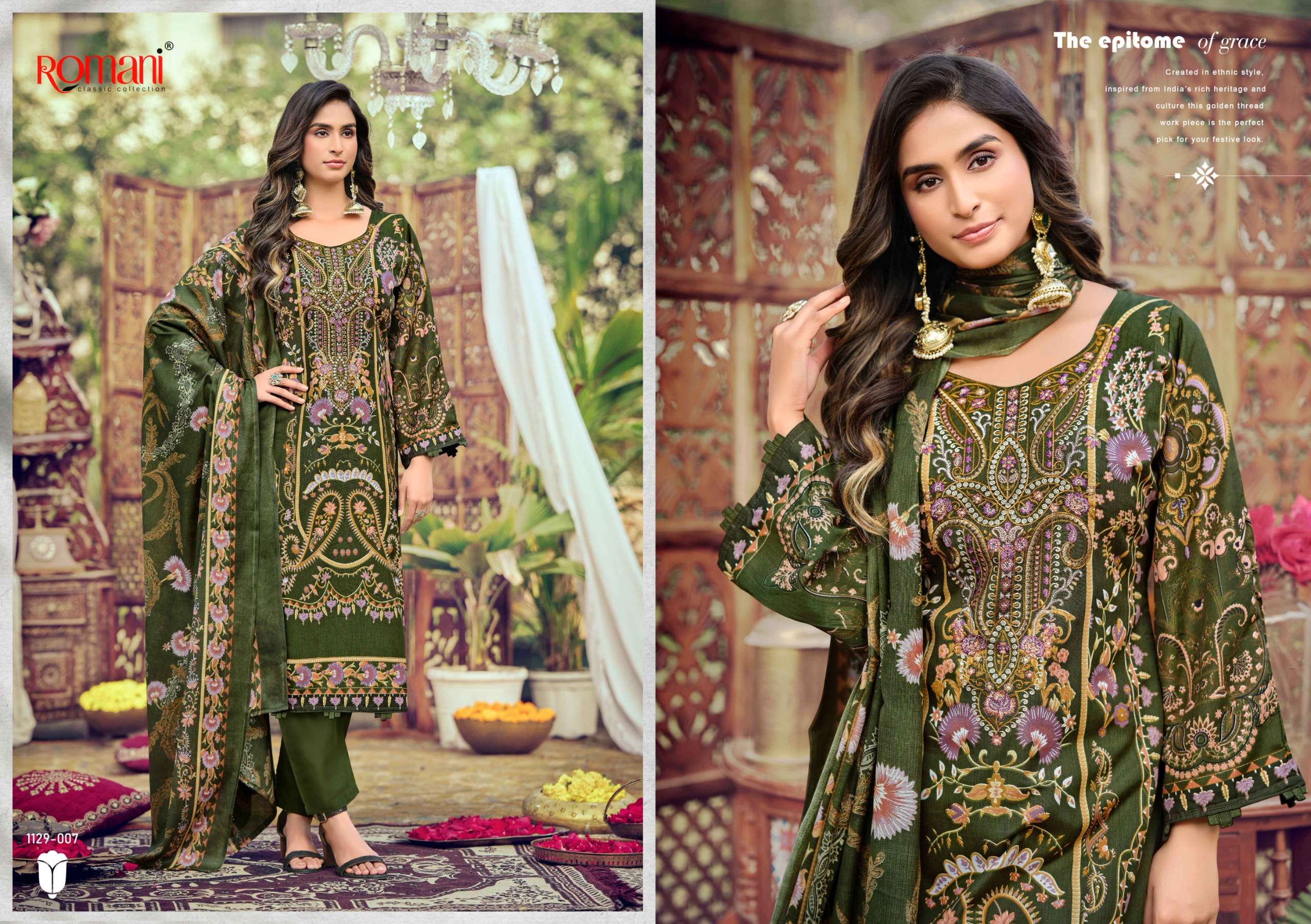 ROMANI AARZU VOL 26 COTTON DIGITAL STYLE PRINT WITH FANCY WORK SUIT