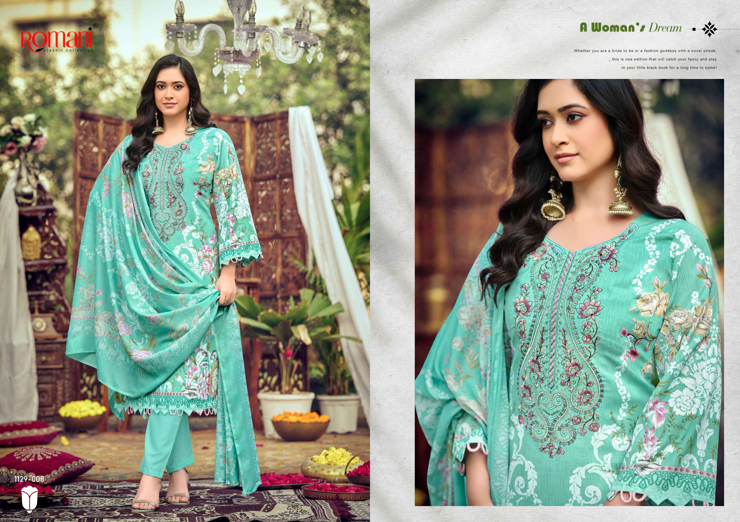 ROMANI AARZU VOL 26 COTTON DIGITAL STYLE PRINT WITH FANCY WORK SUIT