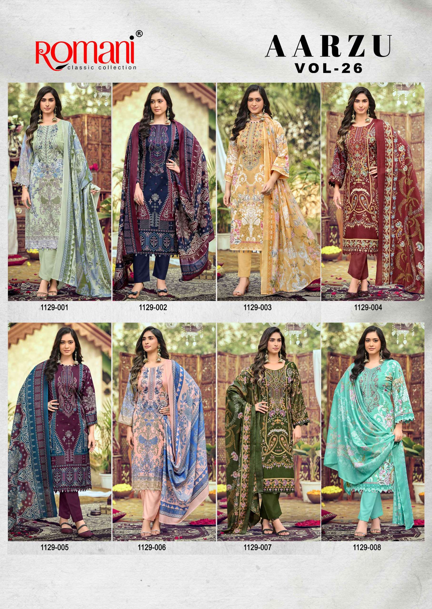 ROMANI AARZU VOL 26 COTTON DIGITAL STYLE PRINT WITH FANCY WORK SUIT