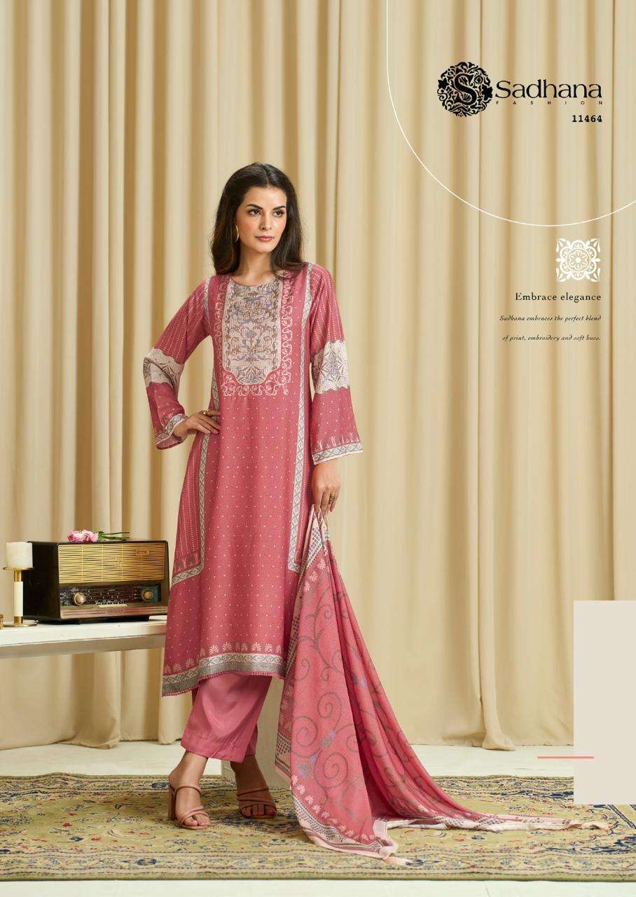 SADHANA FASHION BA DASTOOR MUSLIN SILK DIGITAL PRINT WITH FANCY WORK SUIT
