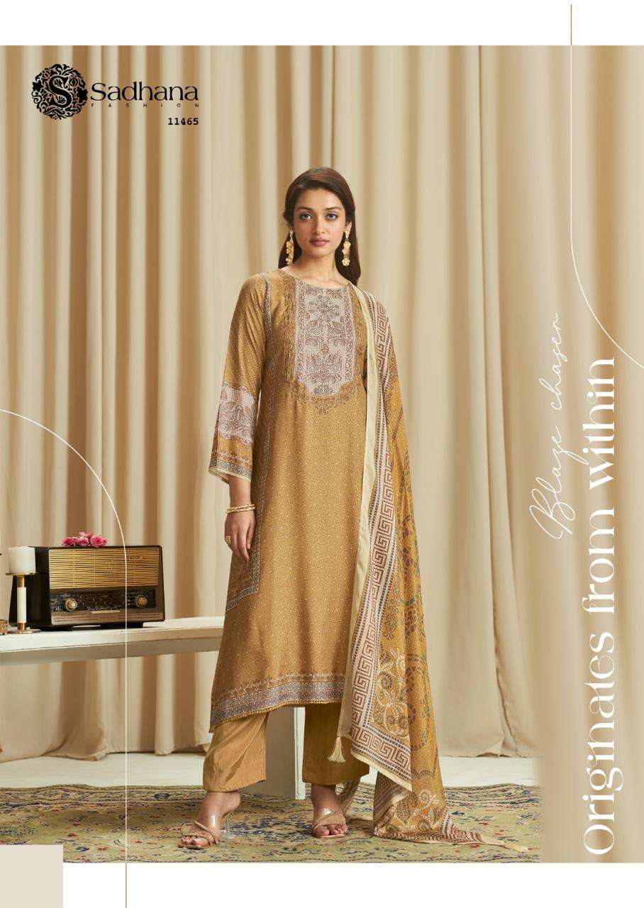 SADHANA FASHION BA DASTOOR MUSLIN SILK DIGITAL PRINT WITH FANCY WORK SUIT