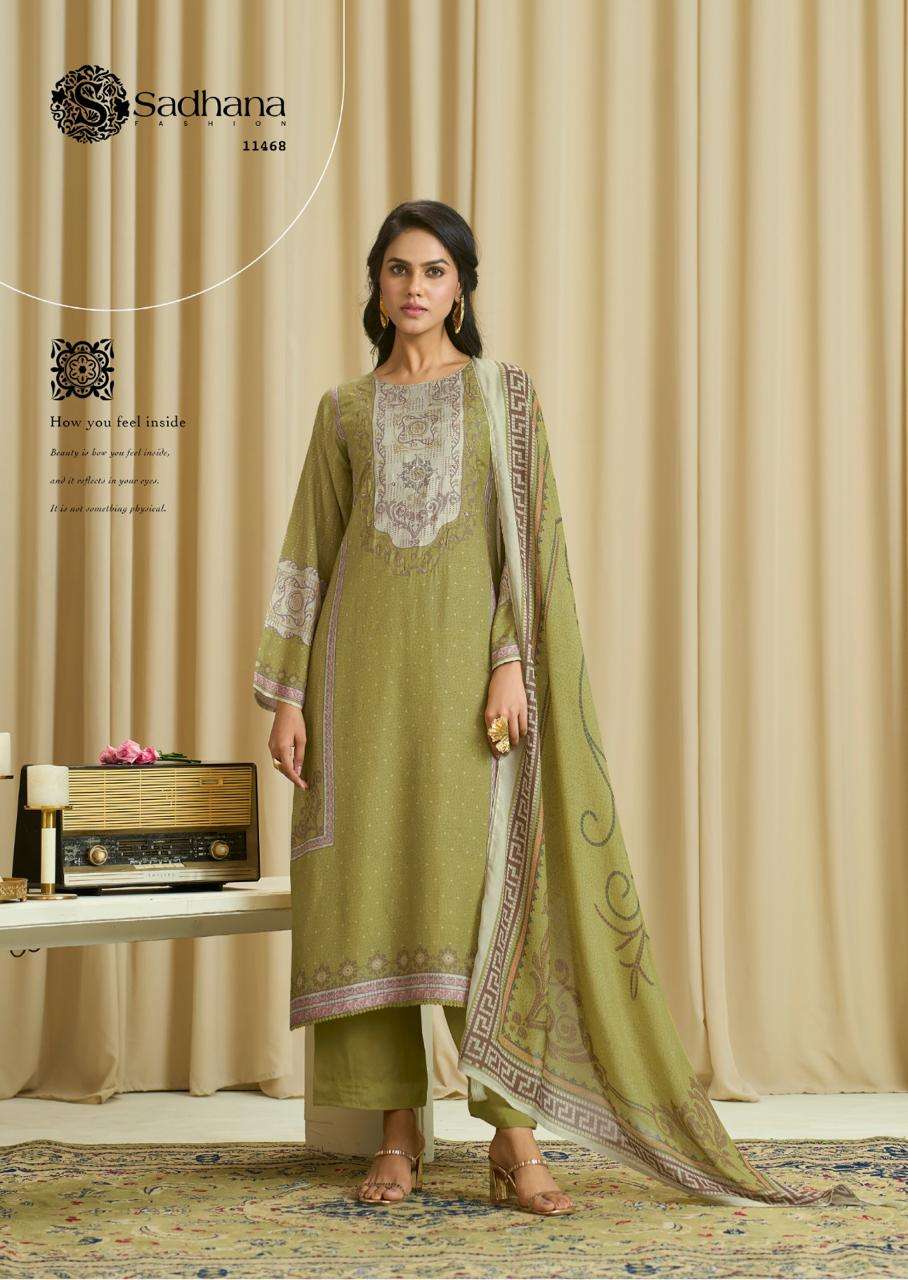 SADHANA FASHION BA DASTOOR MUSLIN SILK DIGITAL PRINT WITH FANCY WORK SUIT