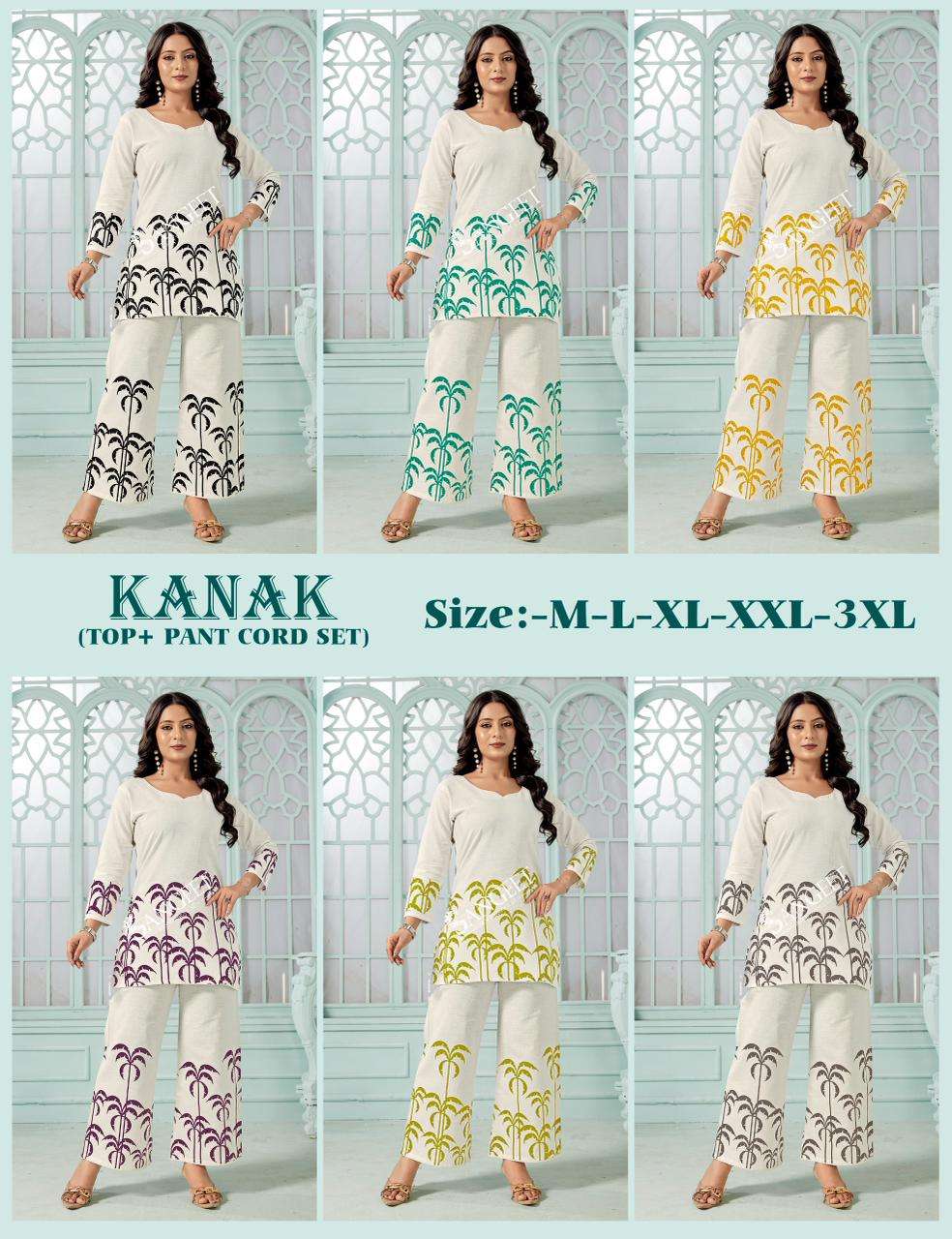 SANGEET KANAK COTTON FANCY WORK SHORT KURTI WITH PANT PAIR