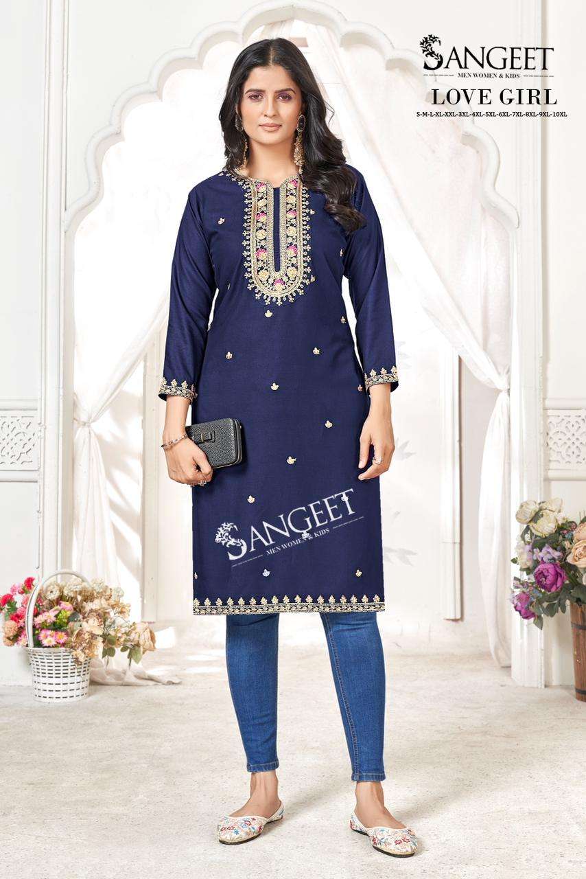SANGEET LOVE GIRL VOL 1 RAYON FANCY WORKS LADIES KURTI 