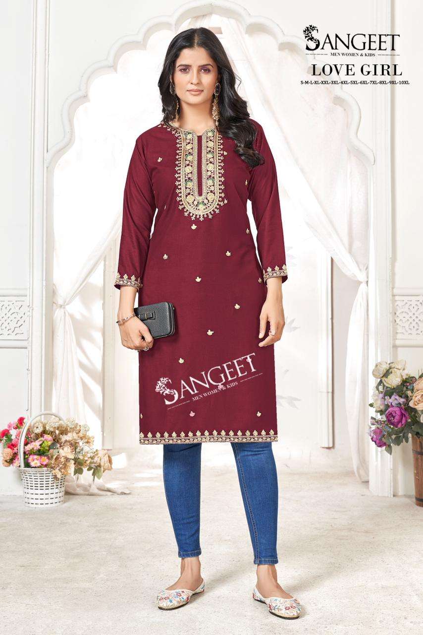 SANGEET LOVE GIRL VOL 1 RAYON FANCY WORKS LADIES KURTI 
