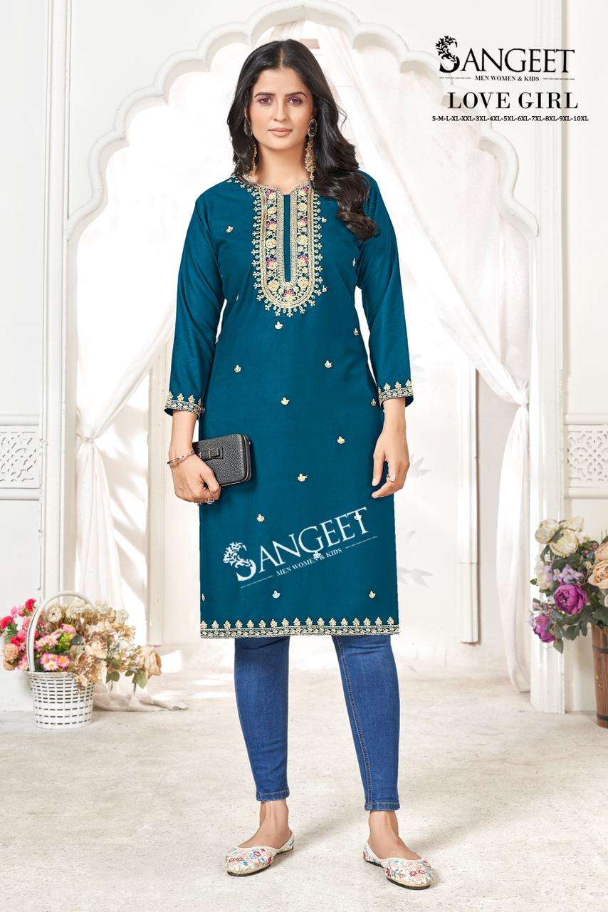 SANGEET LOVE GIRL VOL 1 RAYON FANCY WORKS LADIES KURTI 