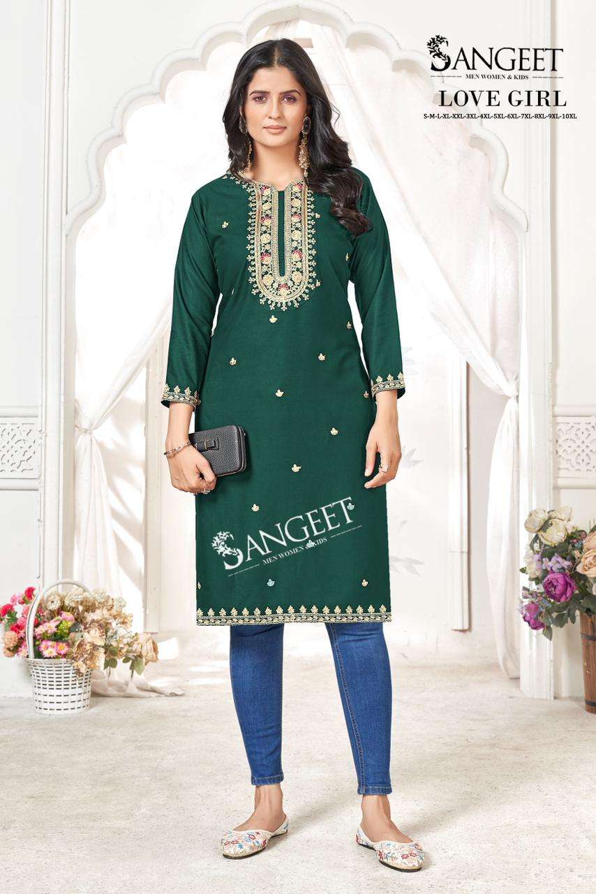 SANGEET LOVE GIRL VOL 1 RAYON FANCY WORKS LADIES KURTI 