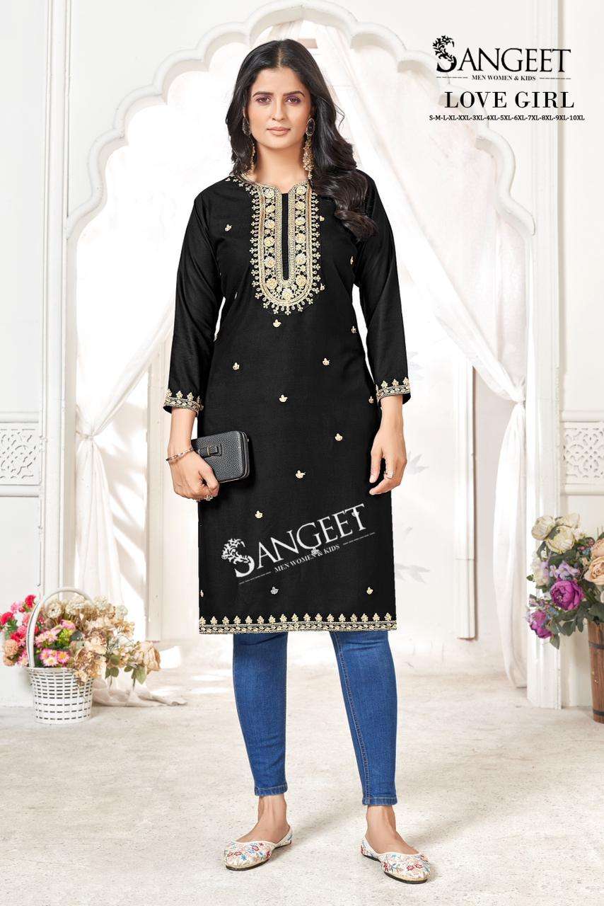 SANGEET LOVE GIRL VOL 1 RAYON FANCY WORKS LADIES KURTI 