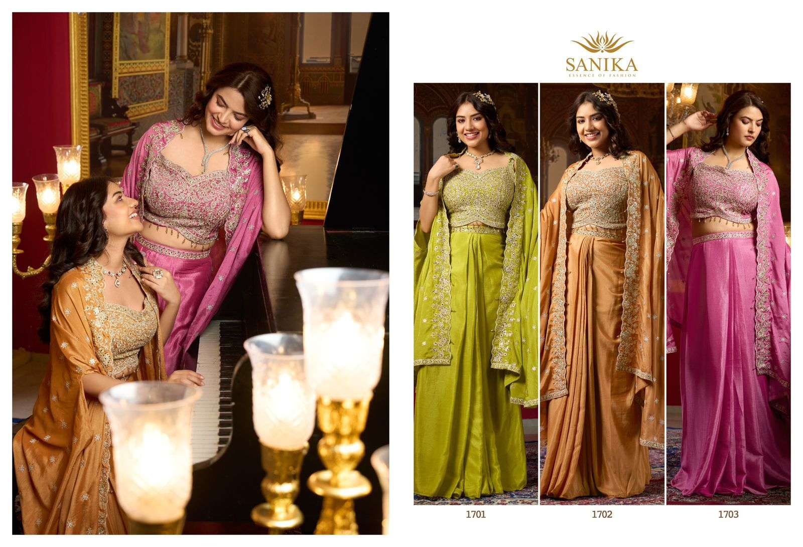 SANIKA FASHION RAAG SILK HEAVY EMBROIDERD WEDDING WEAR INDO WESTERN STYLE DRESS
