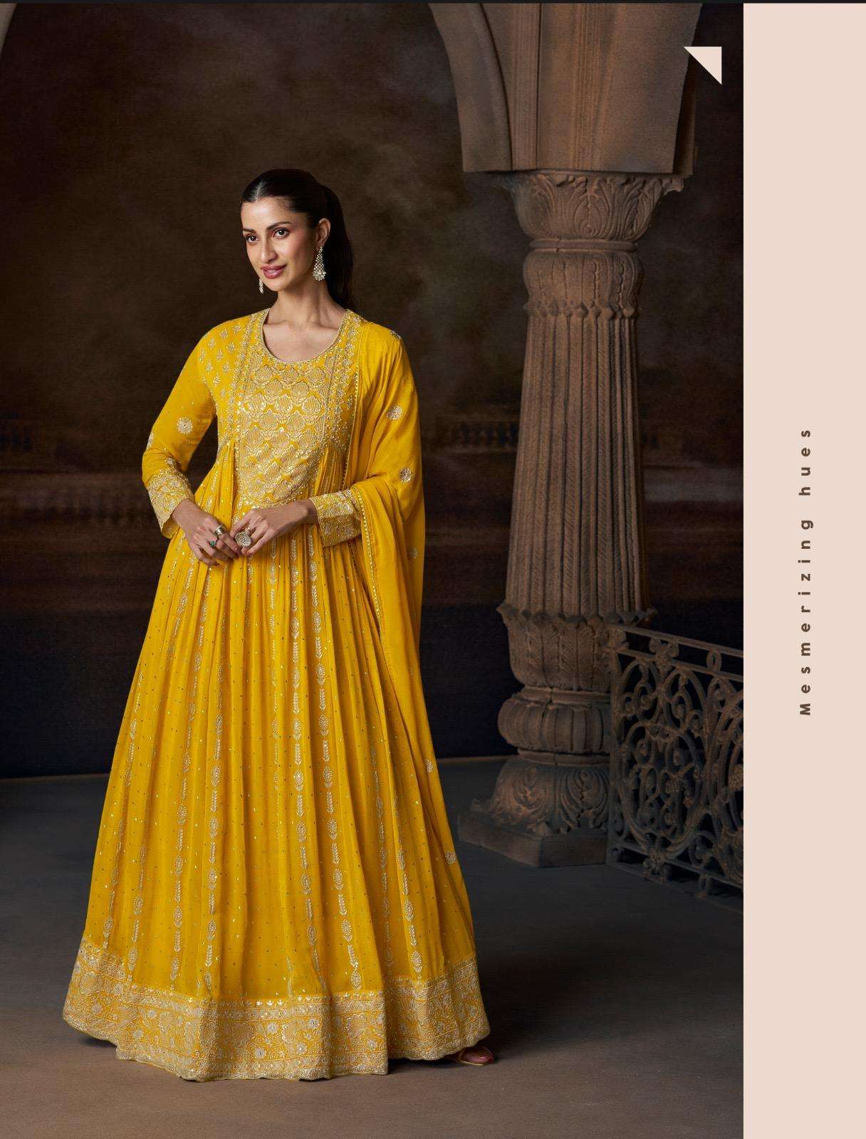 SAYURI DESIGNER SAADGI GEORGETTE HEAVY DESIGNER WEDDING WEAR GOWN DRESS 